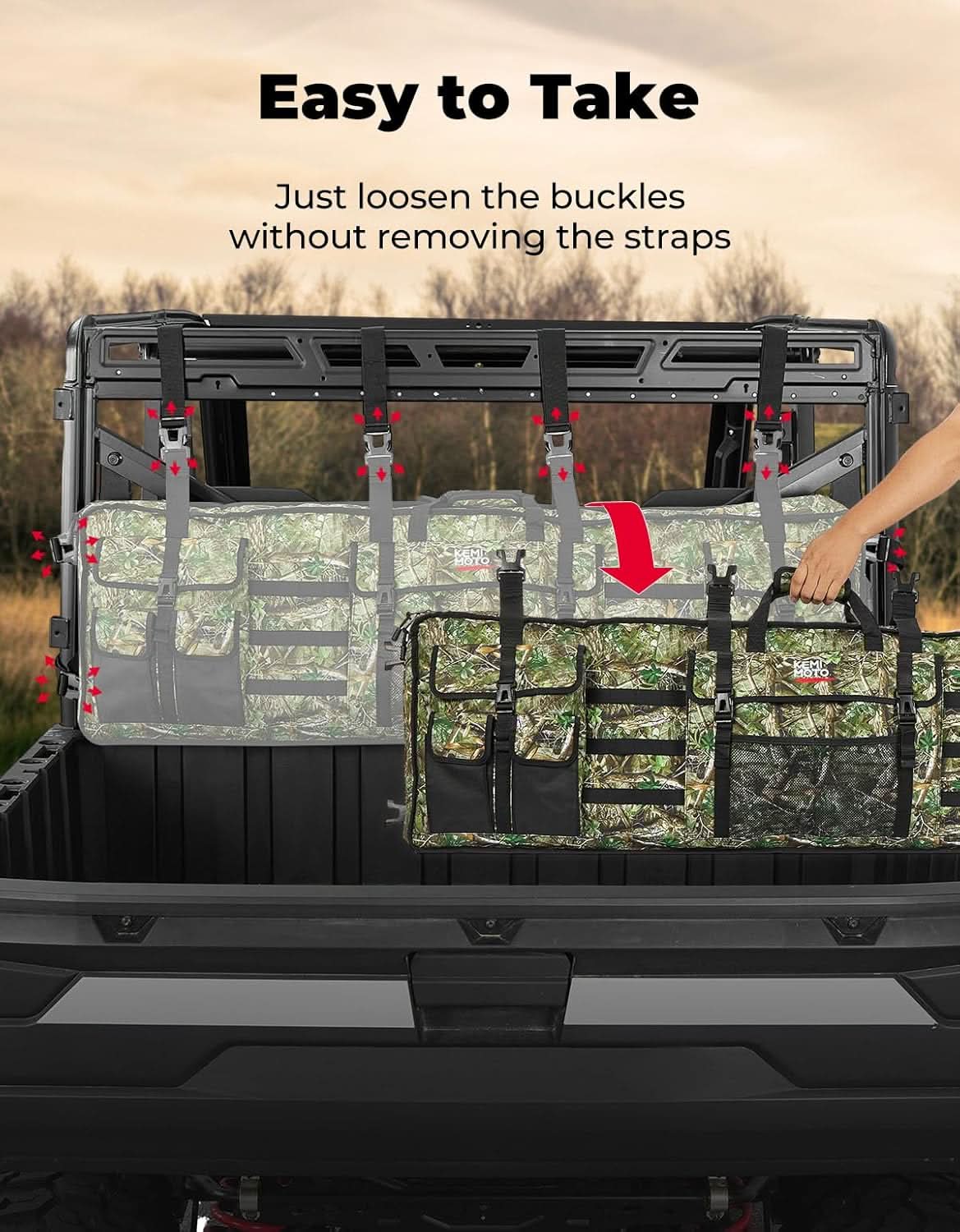 UTV Hunting Tool Bag Rack, Rear Roll Cage Carrier Case - Image 2