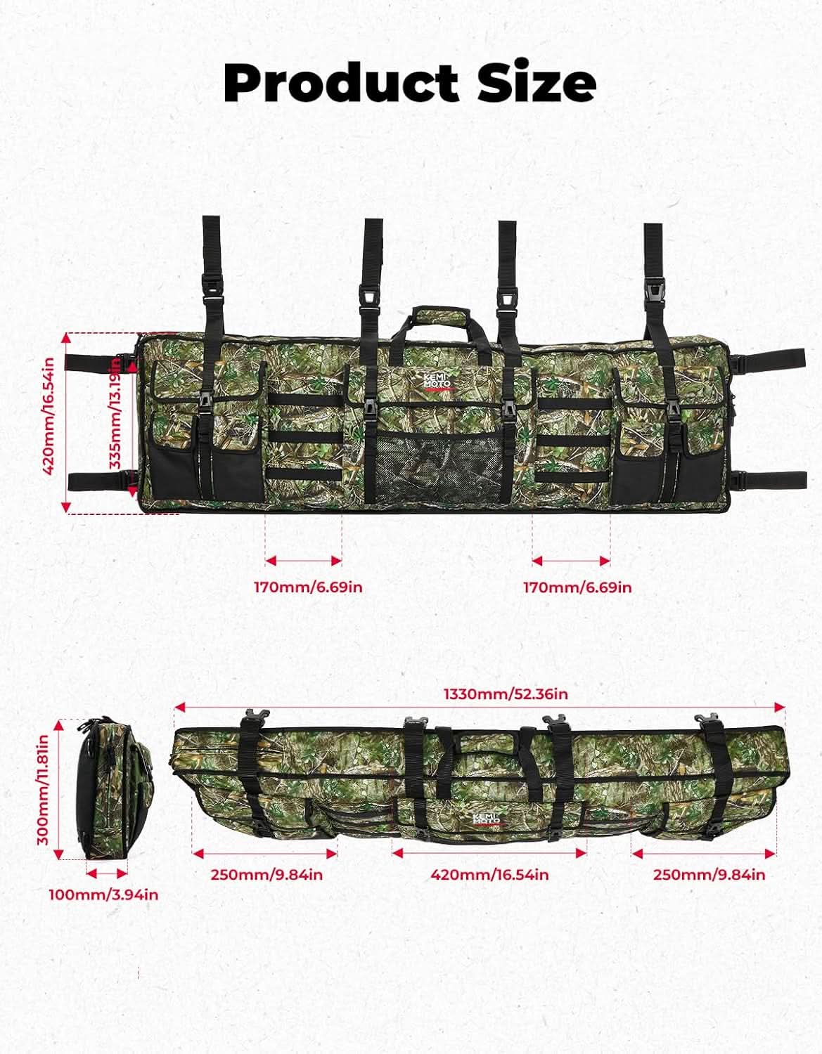 UTV Hunting Tool Bag Rack, Rear Roll Cage Carrier Case - Image 3