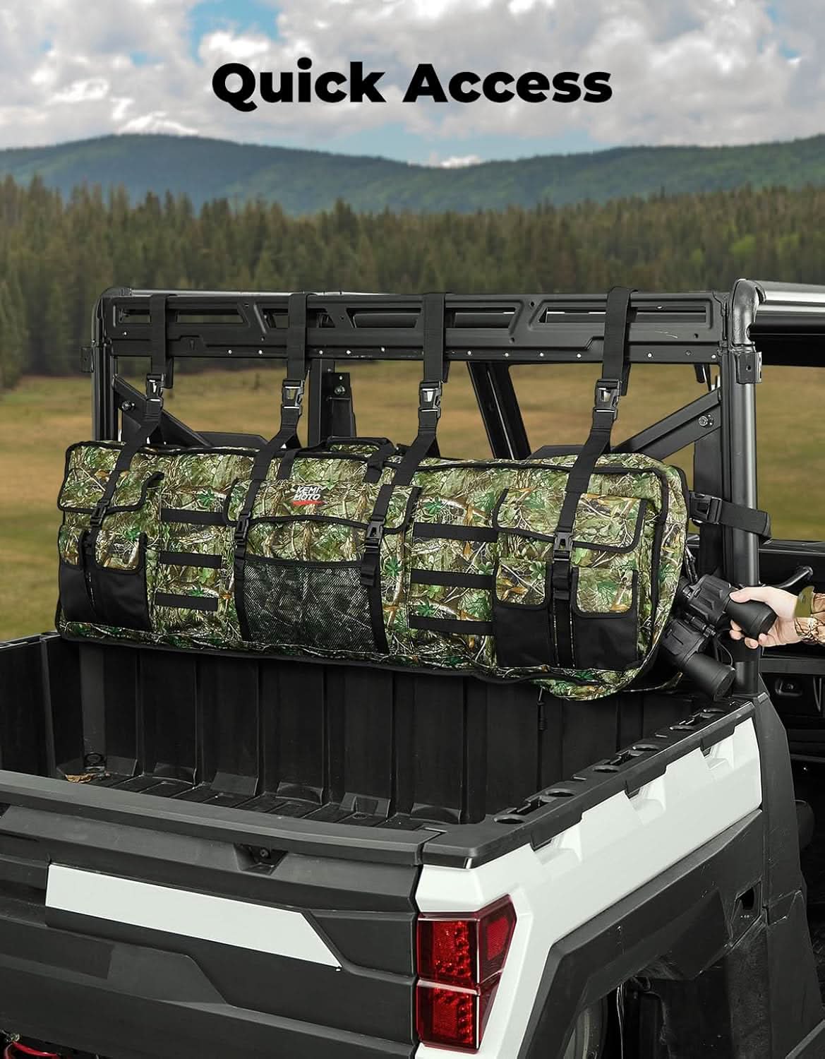 UTV Hunting Tool Bag Rack, Rear Roll Cage Carrier Case - Image 4