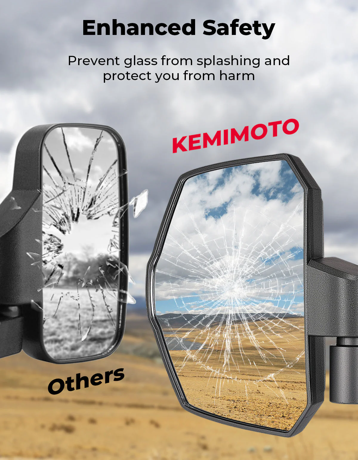 UTV Large Side Mirrors for Polaris General 1000/ XP 1000/4 1000/ XP 4 1000 2016-2026 - Image 7