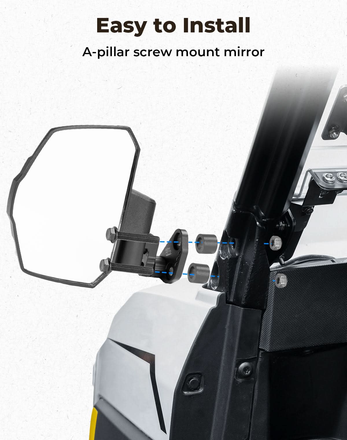 UTV Large Side Mirrors For Polaris Ranger|Crew XP 1000 2018-2025 - Image 2