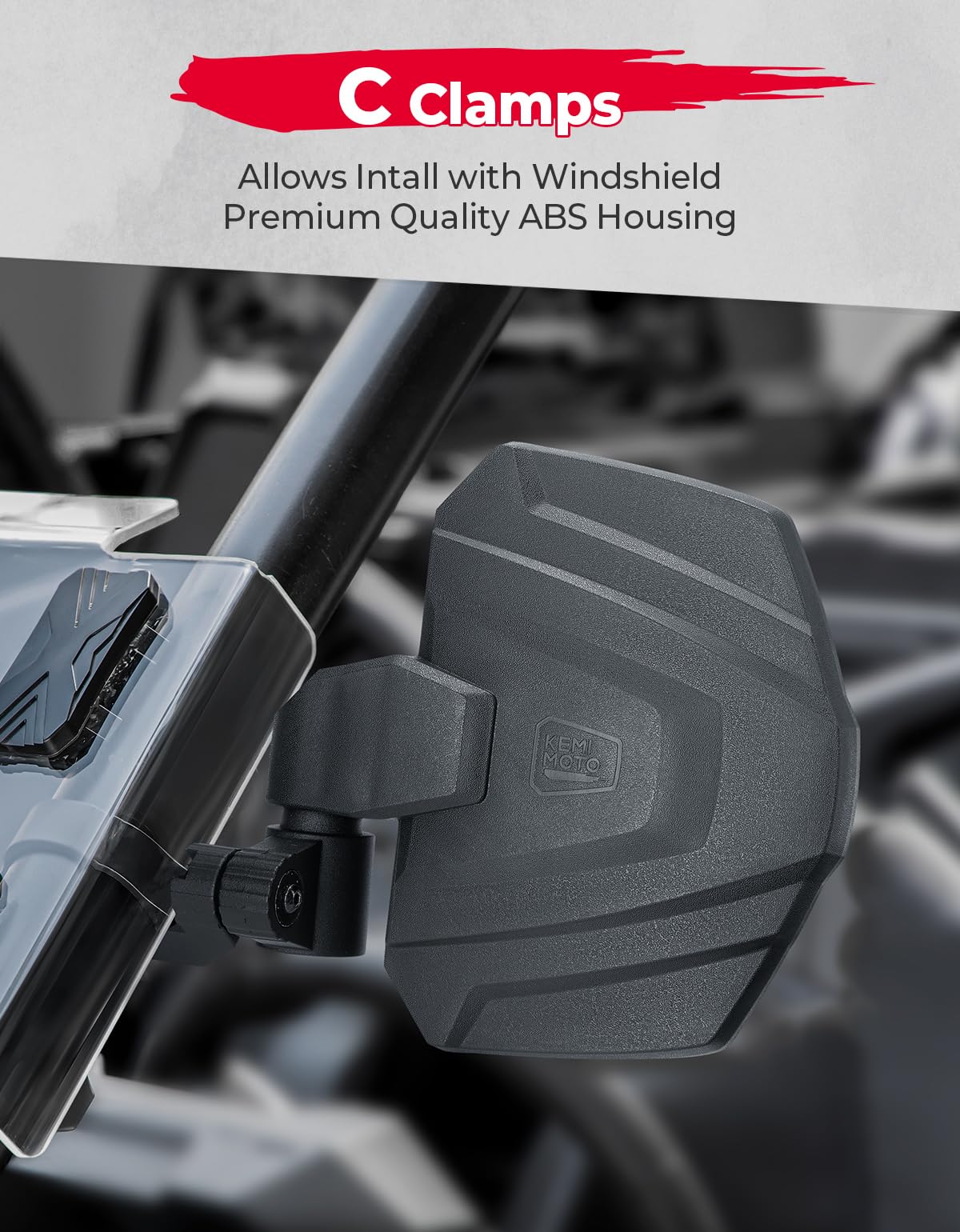 UTV Universal Large View Side Mirrors for 1.65"-2" Roll Bar - Image 4