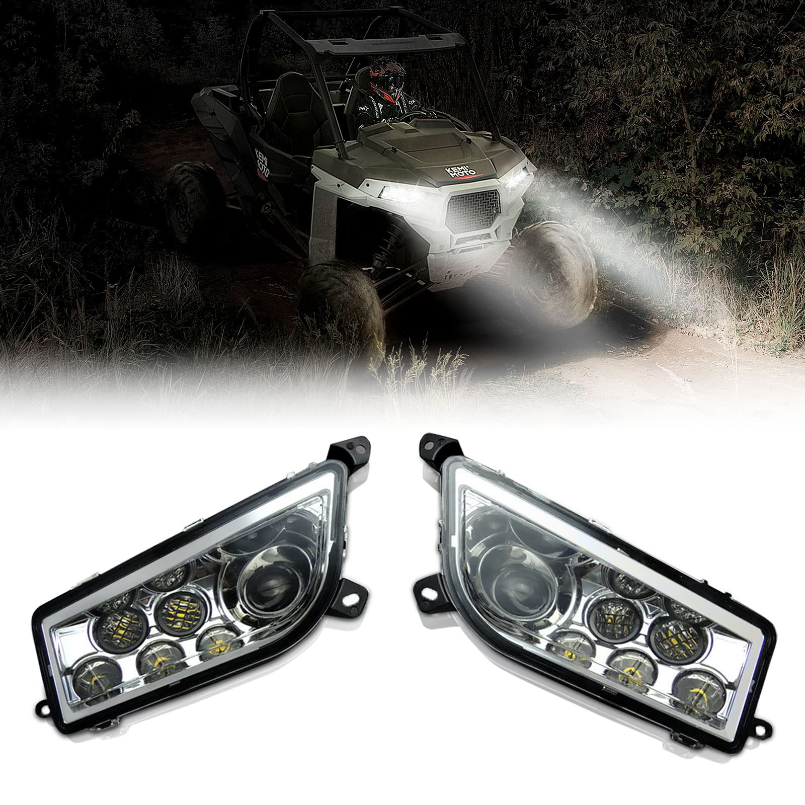 LED Headlight 30W for Polaris RZR XP 1000/Turbo/S 900 2014-2023 - Image 8