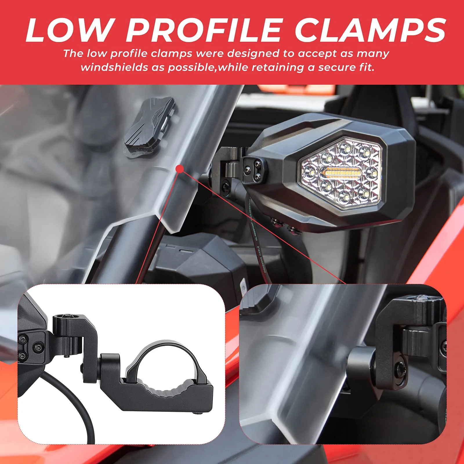 UTV LED Lighted Side Mirrors with Flowing Turn Signal for Polaris General XP 1000 - Image 4