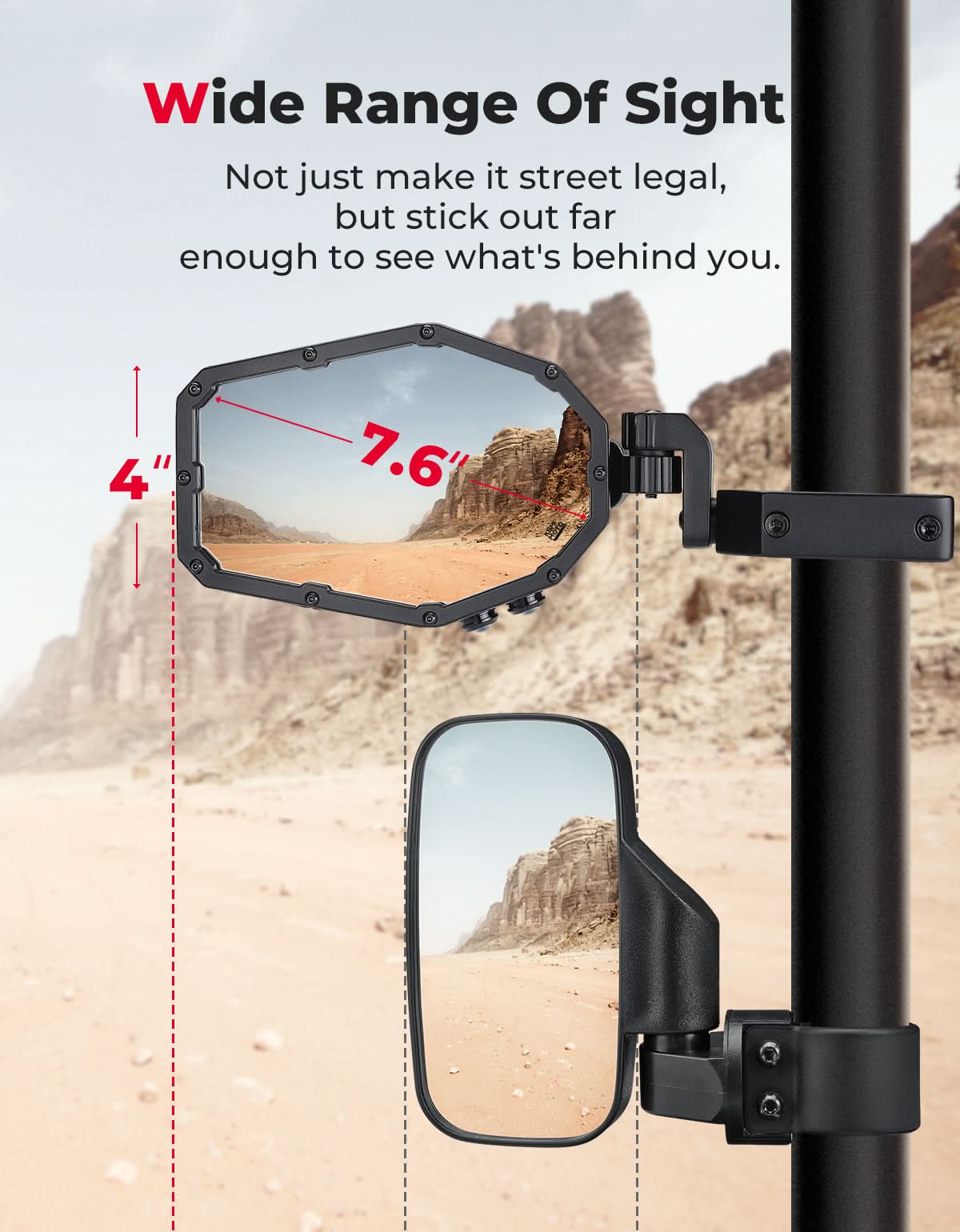 UTV LED Lighted Side Mirrors with Flowing Turn Signal for Polaris RZR Talon 1000 Can Am X3 - Image 6