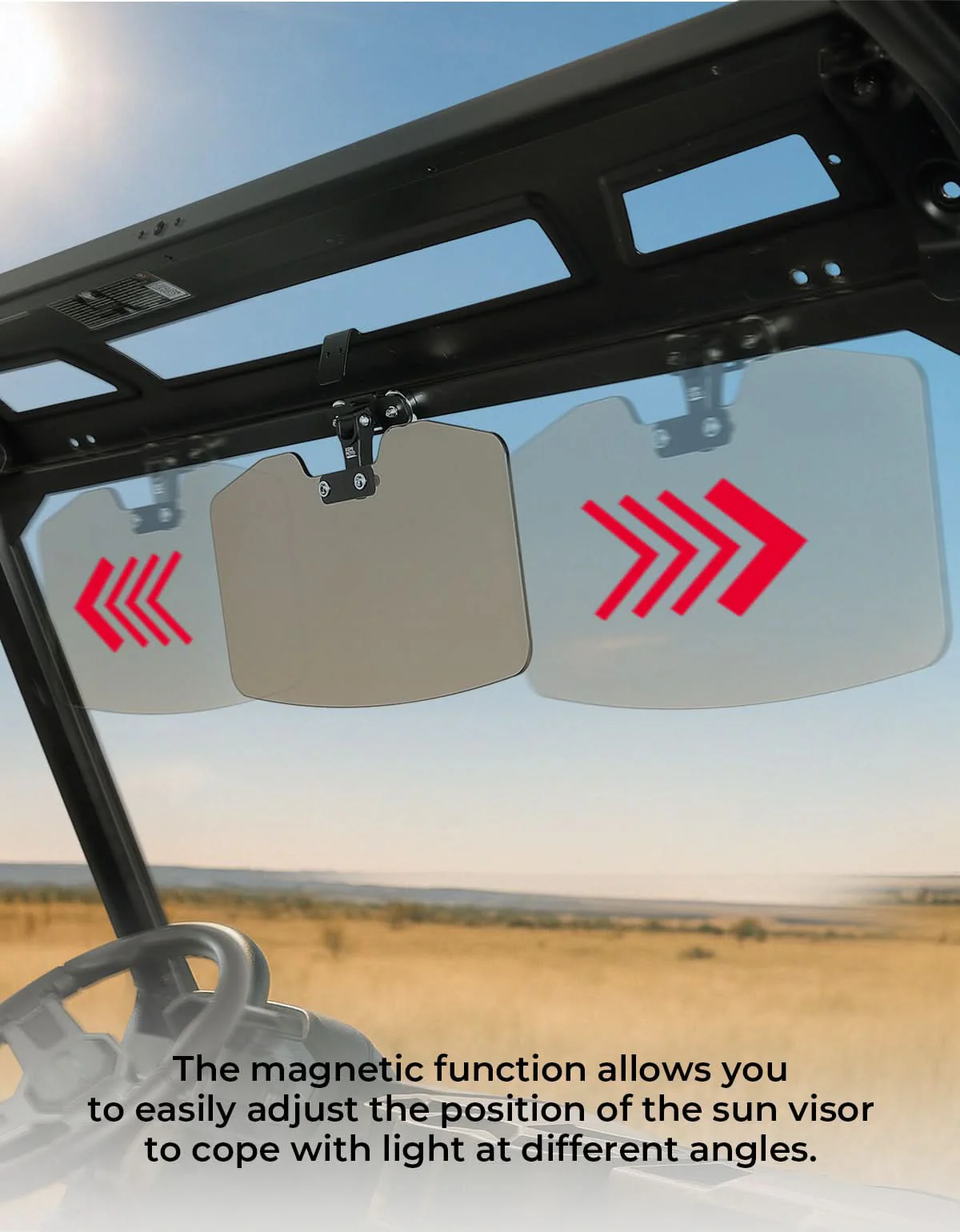 UTV Magnetic Sun Visor for Most Vehicles with pro-fit bar or Metal roof and crossbars - Image 3