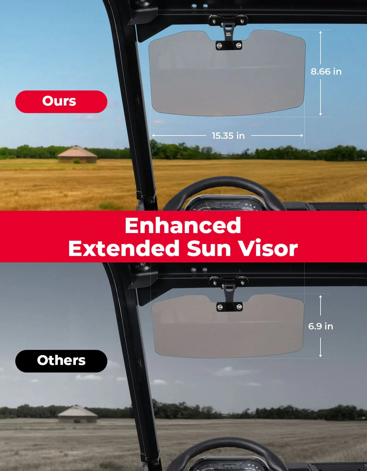 UTV Magnetic Sun Visor for Most Vehicles with pro-fit bar or Metal roof and crossbars - Image 7