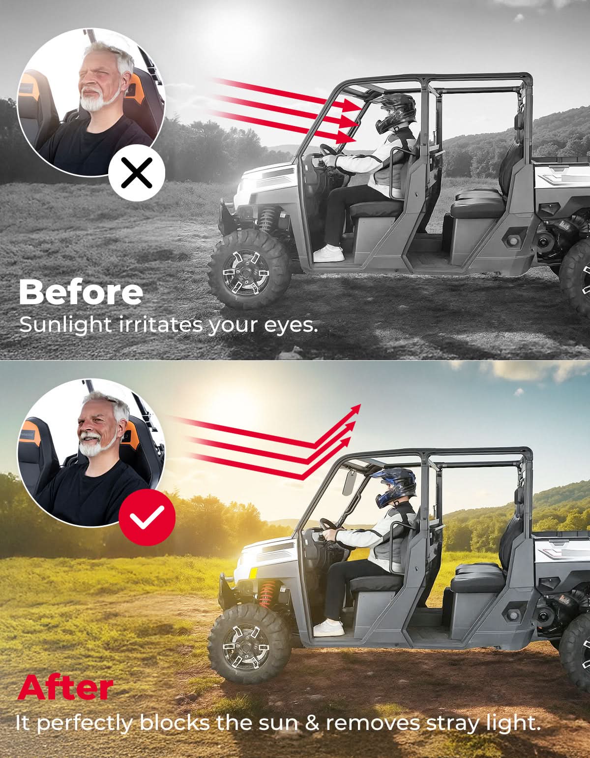 UTV Magnetic Sun Visor for Most Vehicles with pro-fit bar or Metal roof and crossbars - Image 8