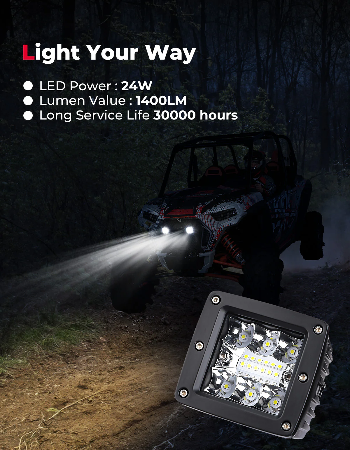 UTV Metal Front Grill Light for Polaris RZR XP 1000/Turbo - Image 5