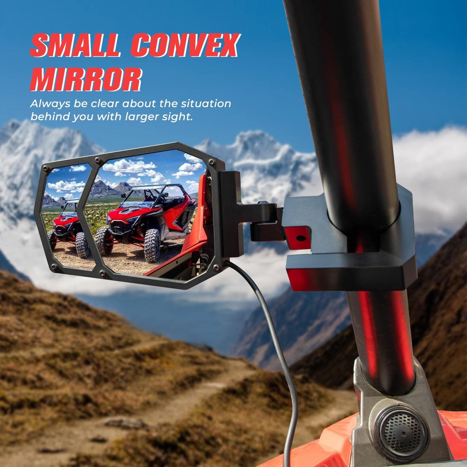 UTV Side Mirrors with light fit 1.5" - 2" Roll Bar - Image 6