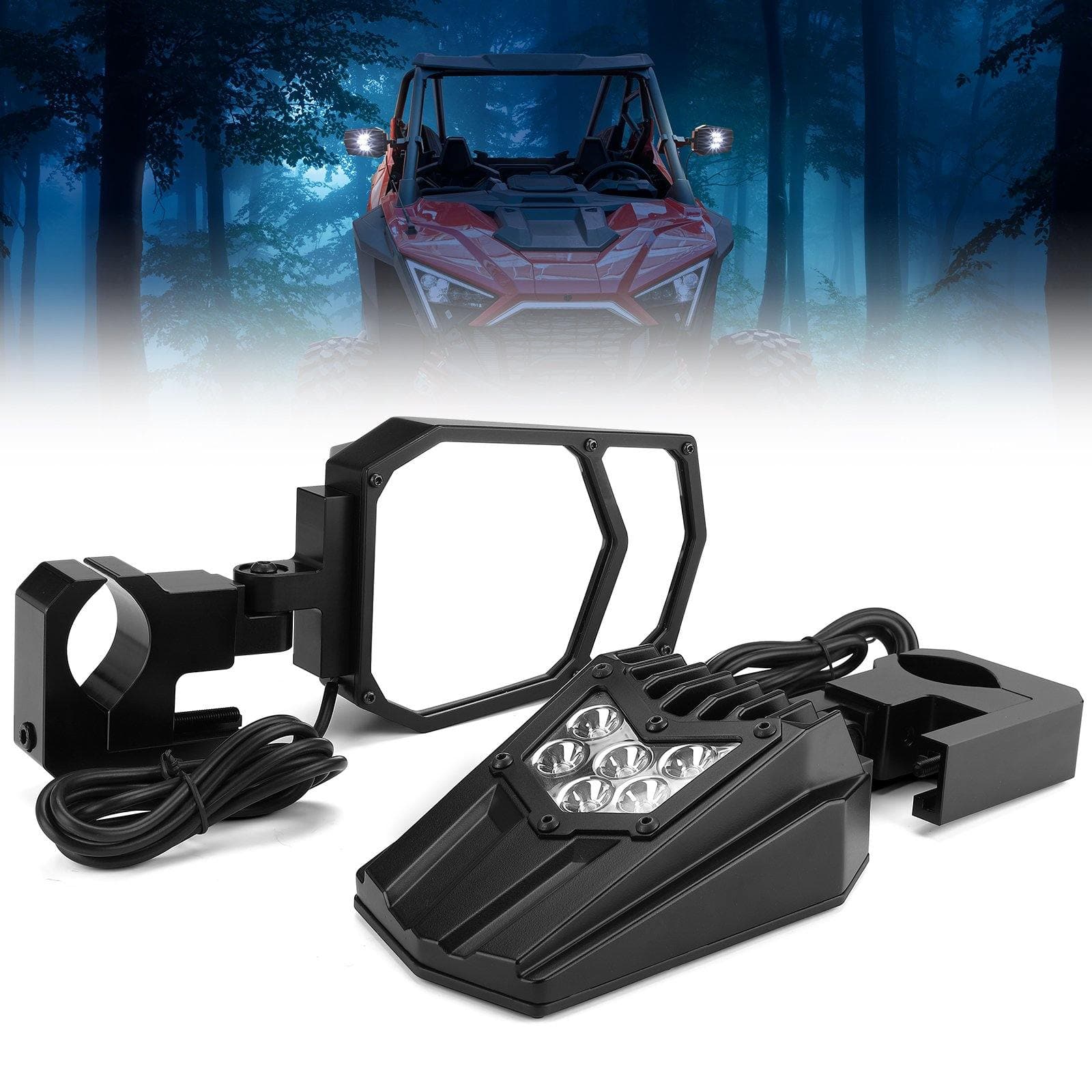 UTV Side Mirrors with light fit 1.5" - 2" Roll Bar - Image 8