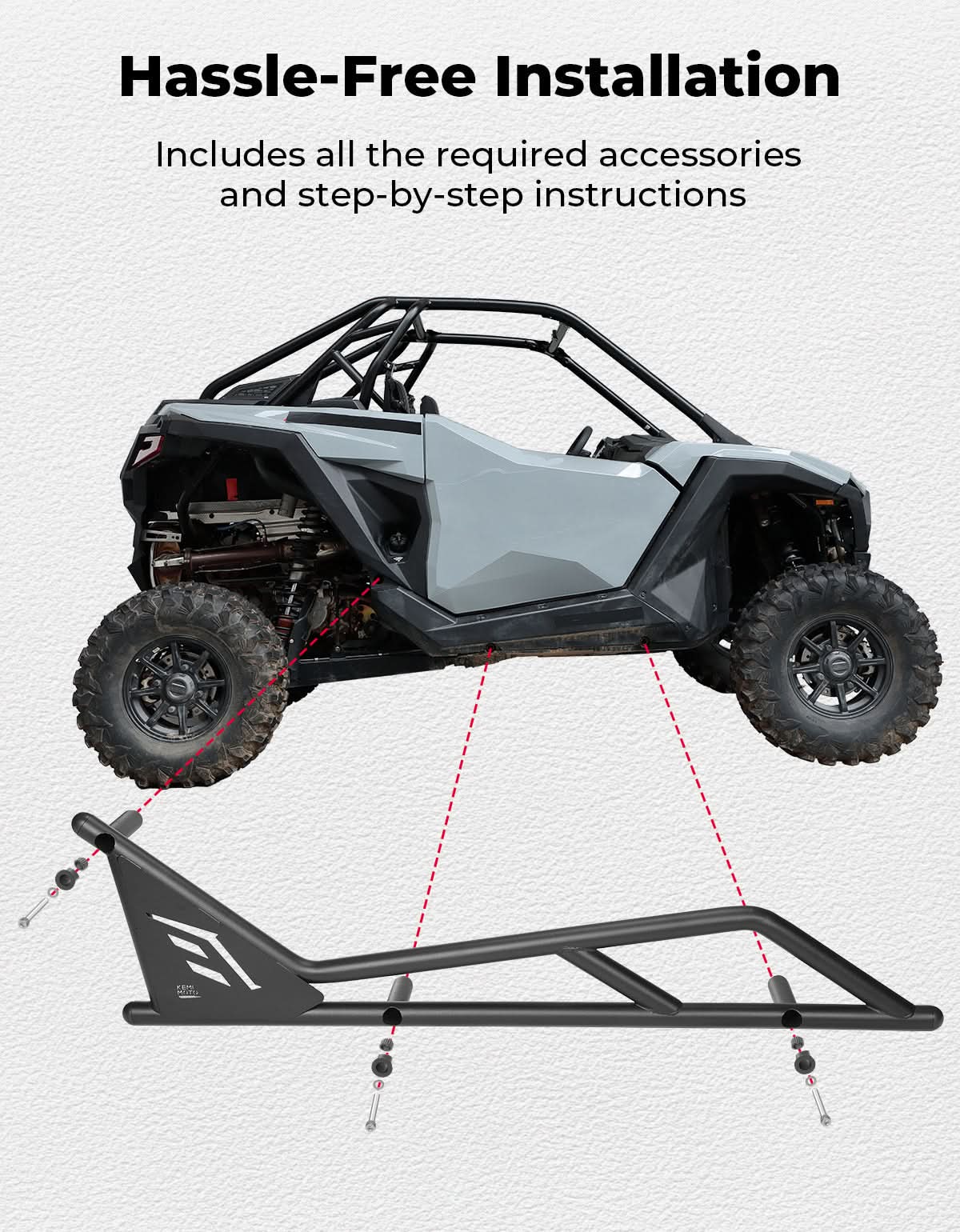 UTV Nerf Bars Rock Sliders with Step Function for Polaris RZR PRO 2020-2026 - Image 6