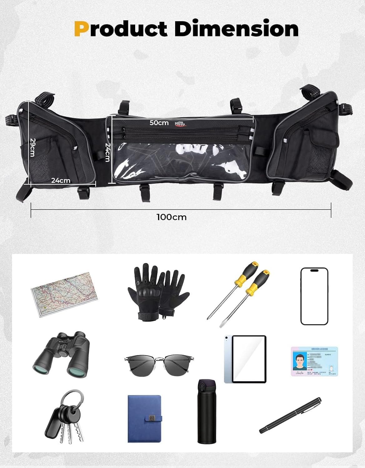 UTV Roof Bag Overhead Storage Bag for Polaris RZR XP 1000/ 4 2024-2025 - Image 3