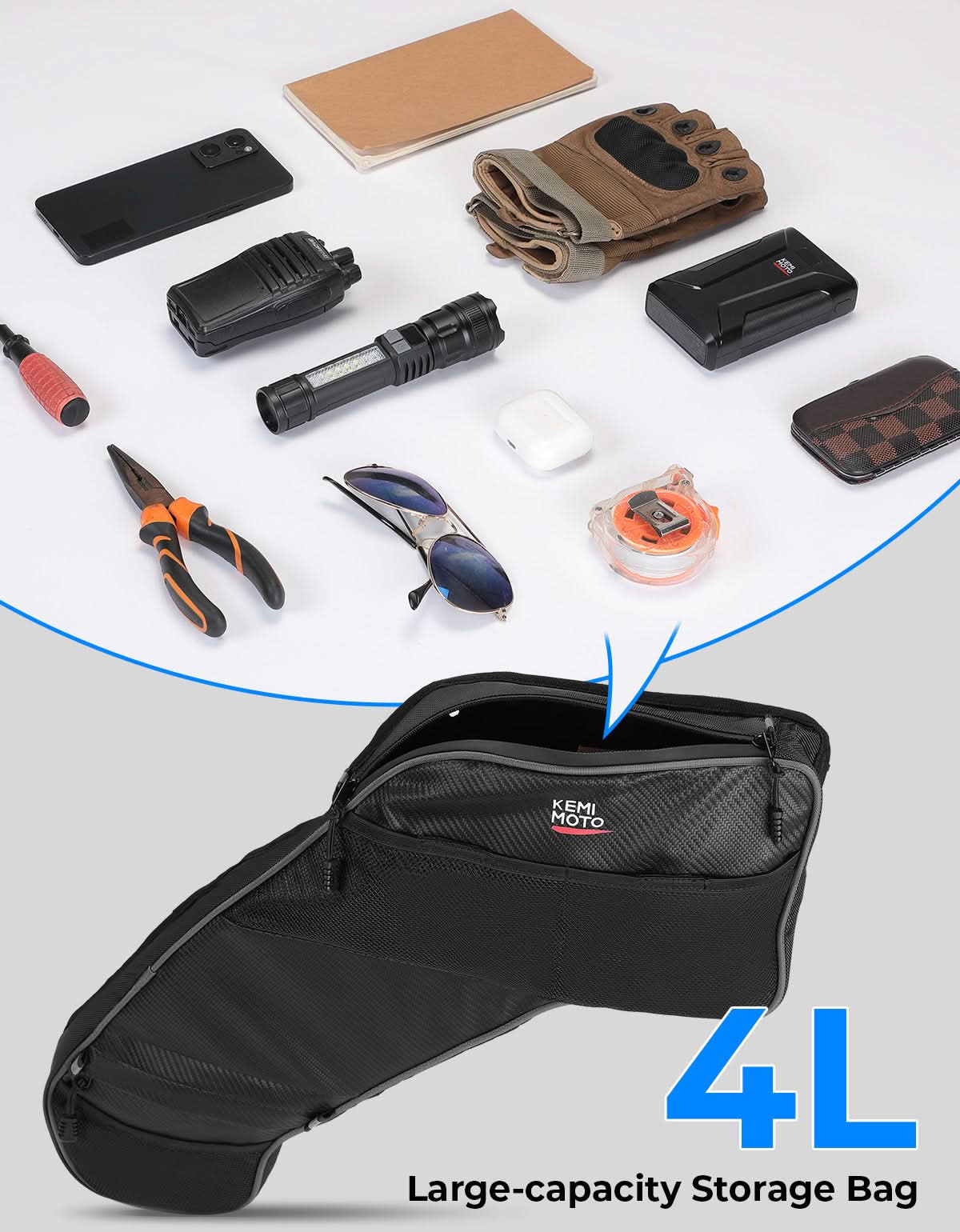 UTV Rear Door Bags with Knee Pad for Polaris General 4 1000 /XP 4 1000 2017-2025 - Image 3