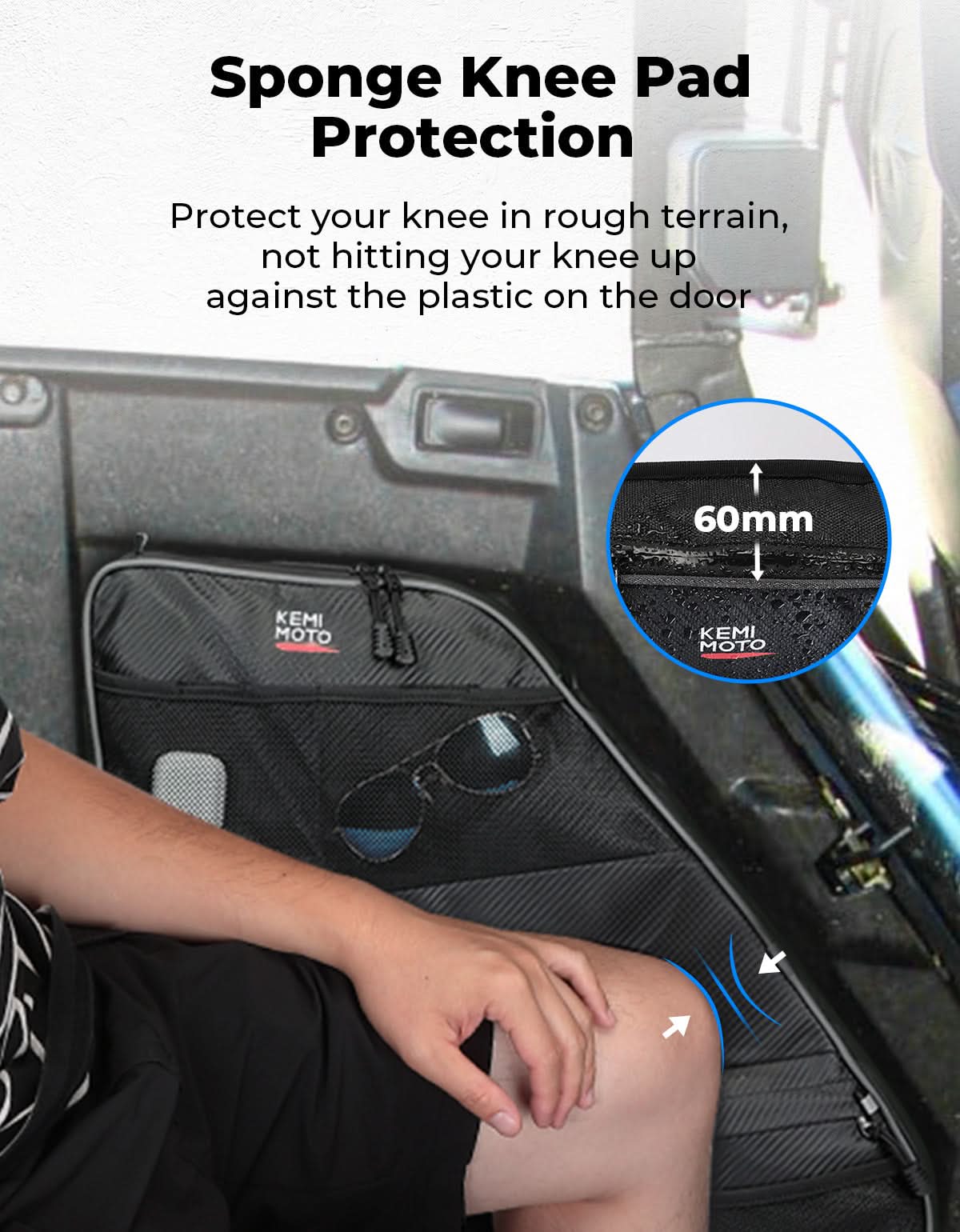 UTV Rear Door Bags with Knee Pad for Polaris General 4 1000 /XP 4 1000 2017-2025 - Image 4