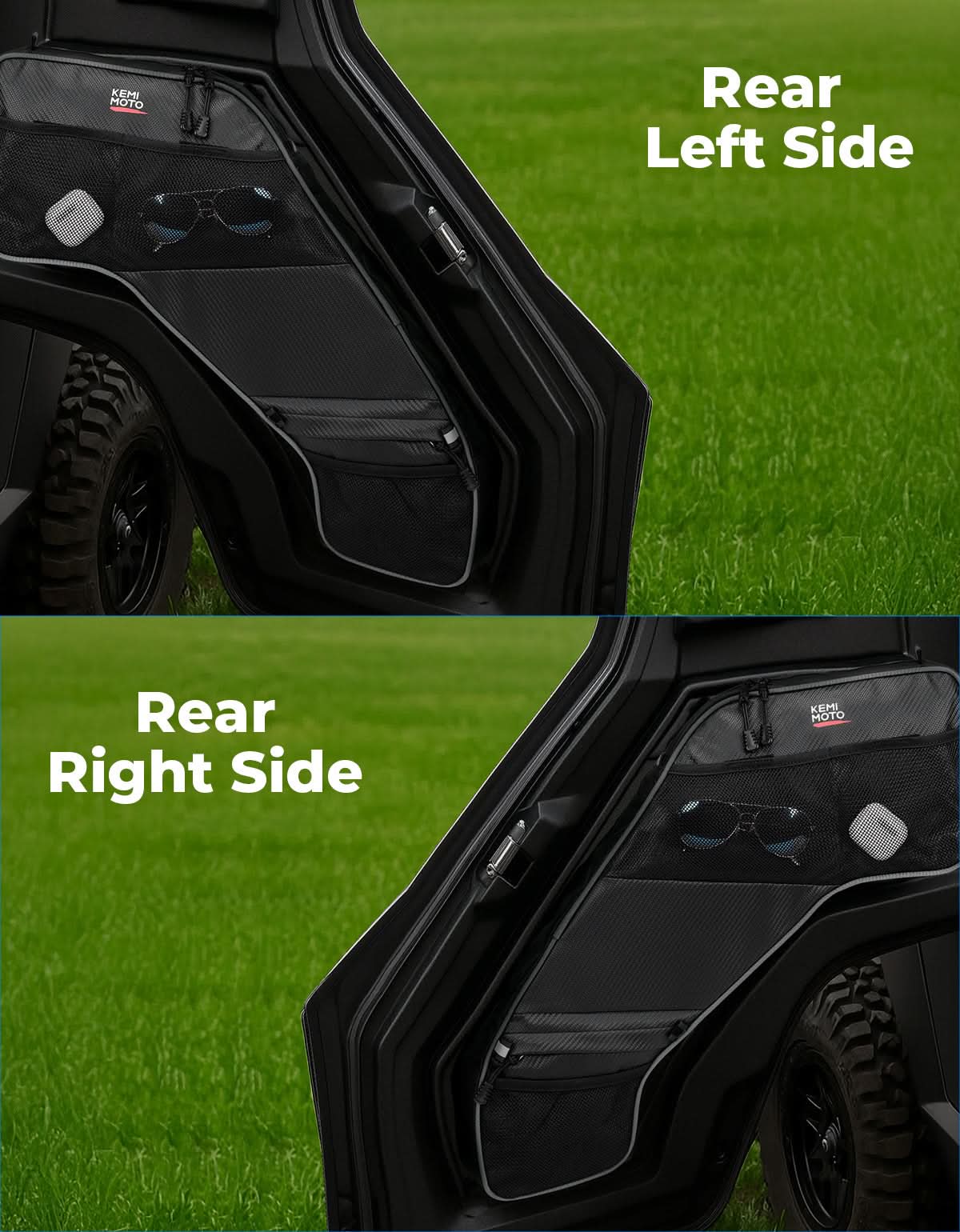 UTV Rear Door Bags with Knee Pad for Polaris General 4 1000 /XP 4 1000 2017-2025 - Image 6