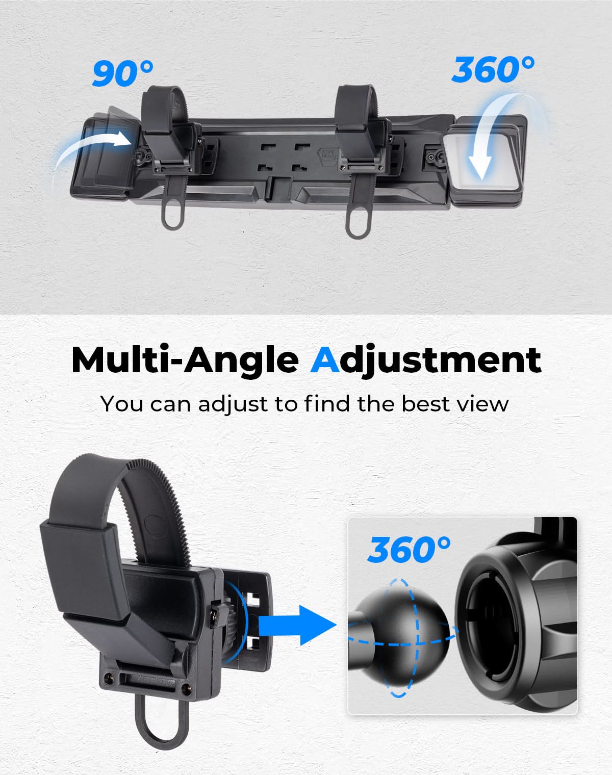 UTV Rear View Mirror 2 Convex Mirror with 1.5"-2" Sturdy Clamp - Image 6