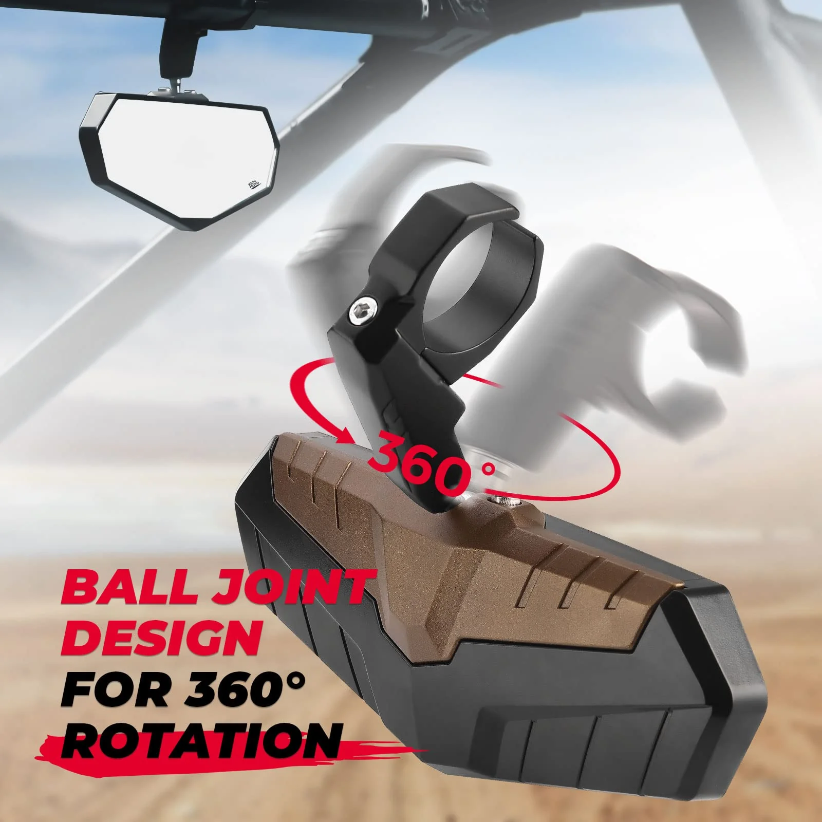 UTV Rear View Mirror for 1.6"-2" Roll Bar Cages - Image 4