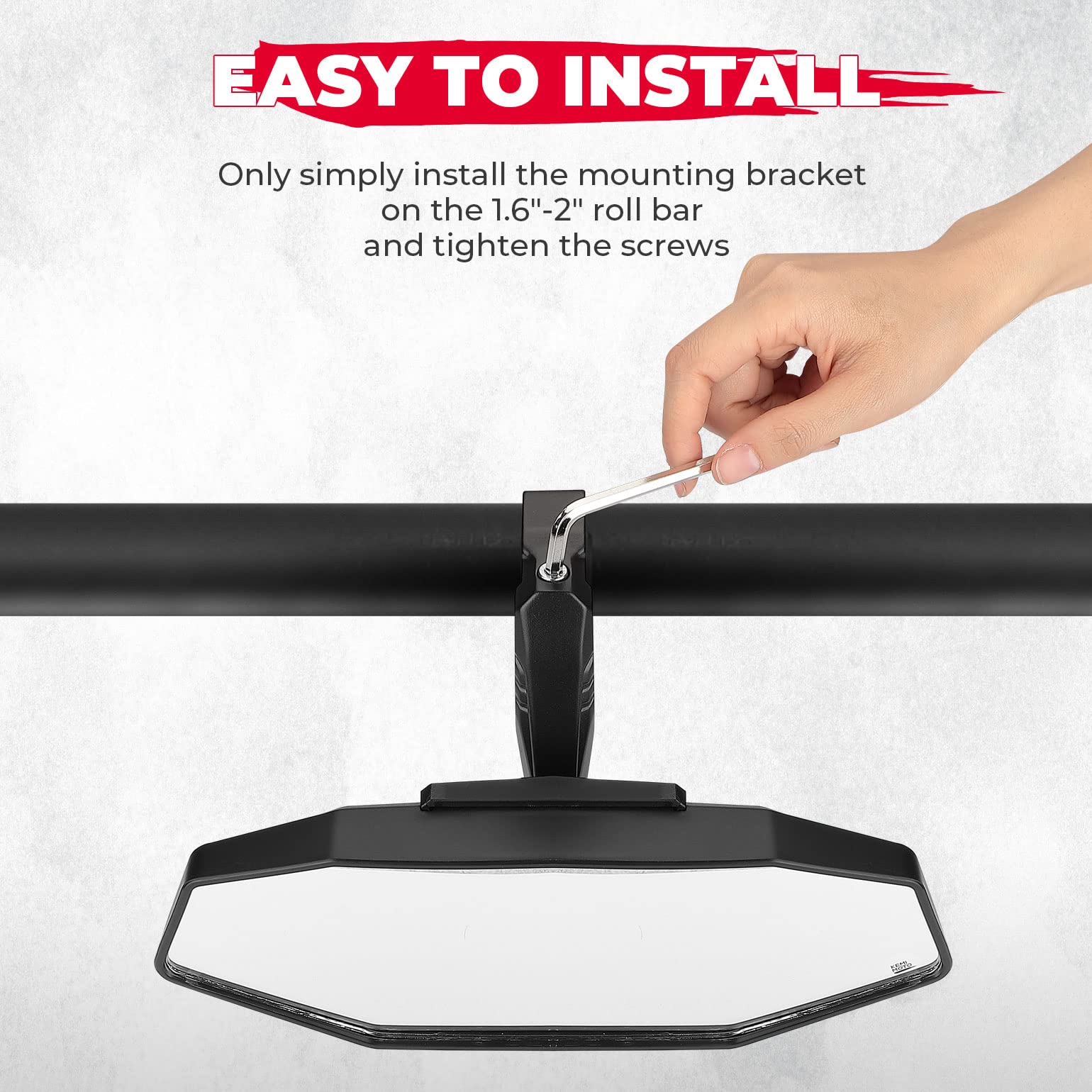 Upgraded UTV Rear View Mirror for 1.6"-2" Roll Bar Mount - Image 6