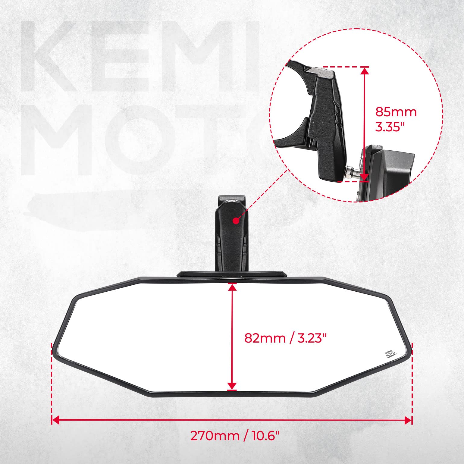 Upgraded UTV Rear View Mirror for 1.6"-2" Roll Bar Mount - Image 8