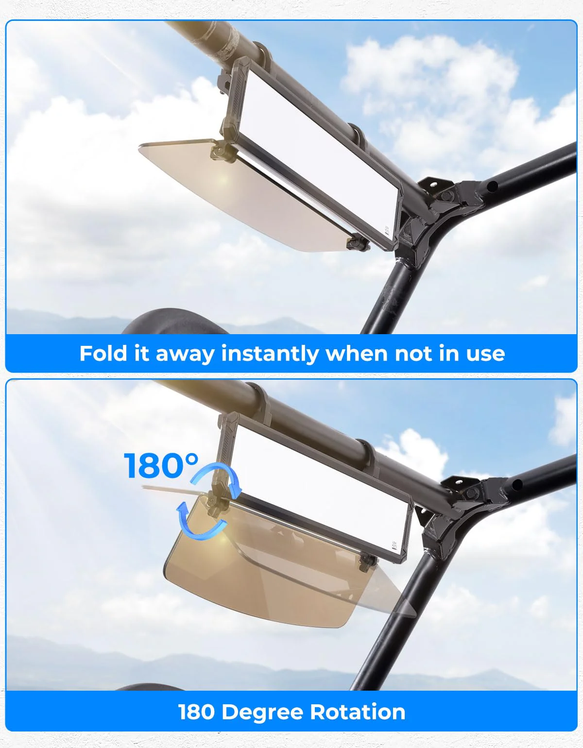 UTV Rear View Mirror with Sun Visor for Polaris RZR/Talon/Mule/Can-Am X3/CFMOTO - Image 3
