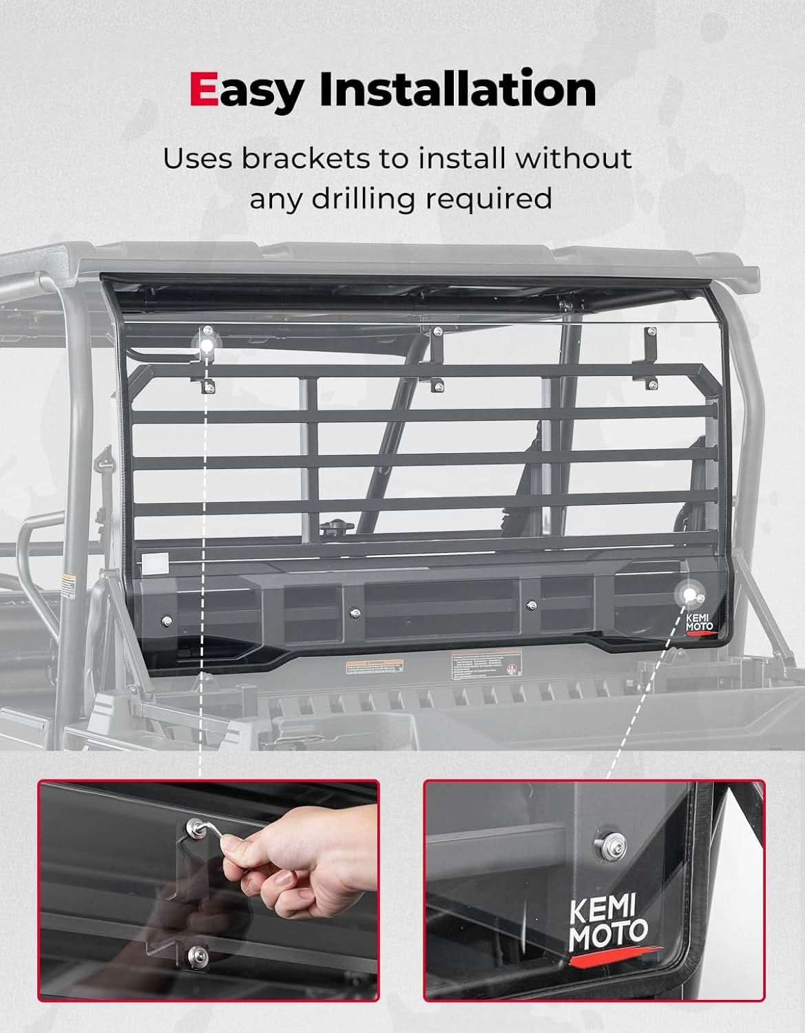 UTV Rear Windshield For Kawasaki Mule Pro - Image 5
