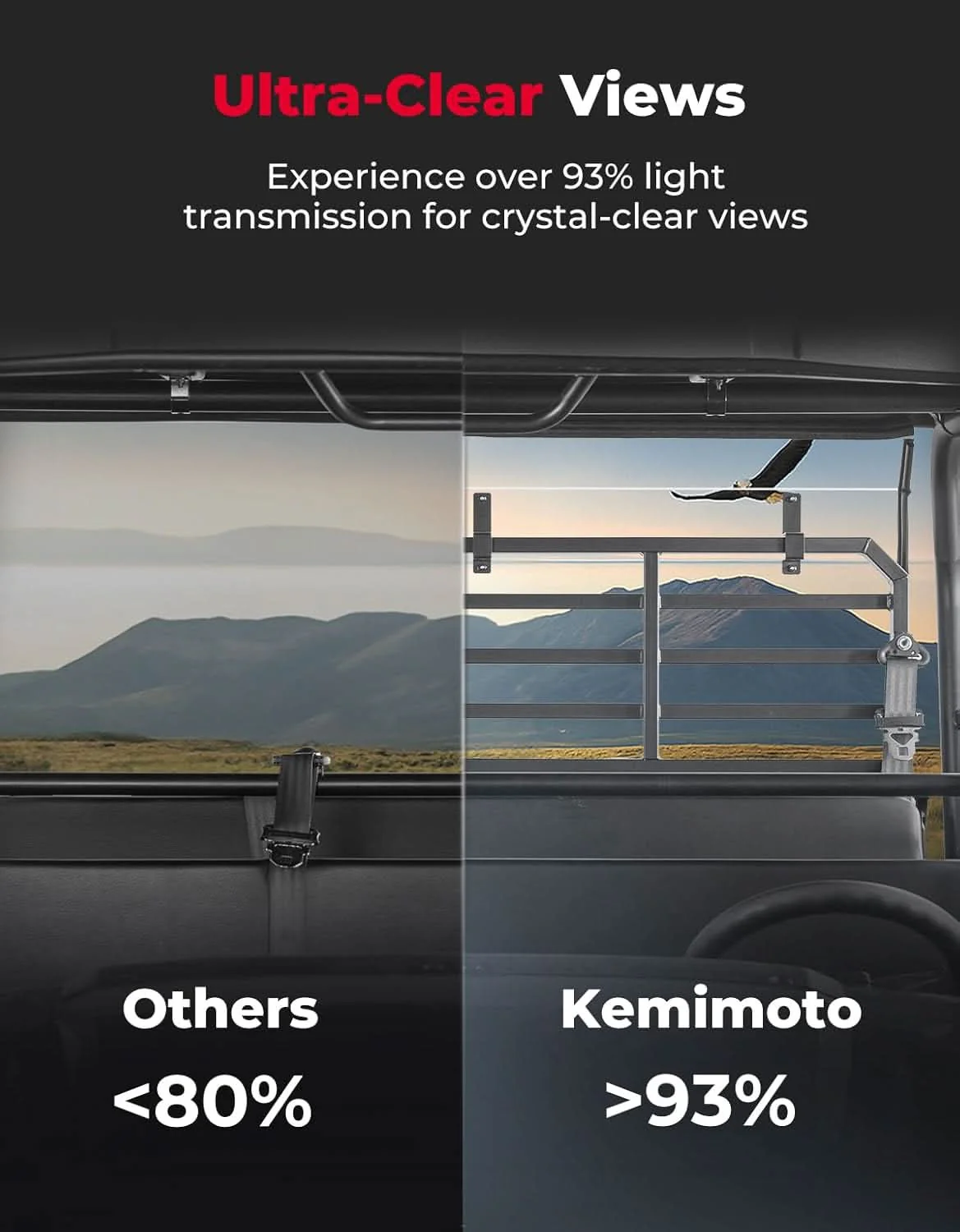 UTV Rear Windshield For Kawasaki Mule Pro - Image 6