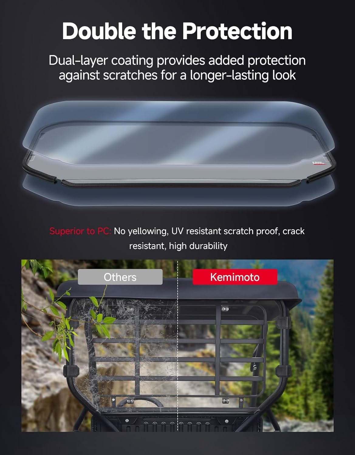 UTV Rear Windshield For Kawasaki Mule SX - Image 7
