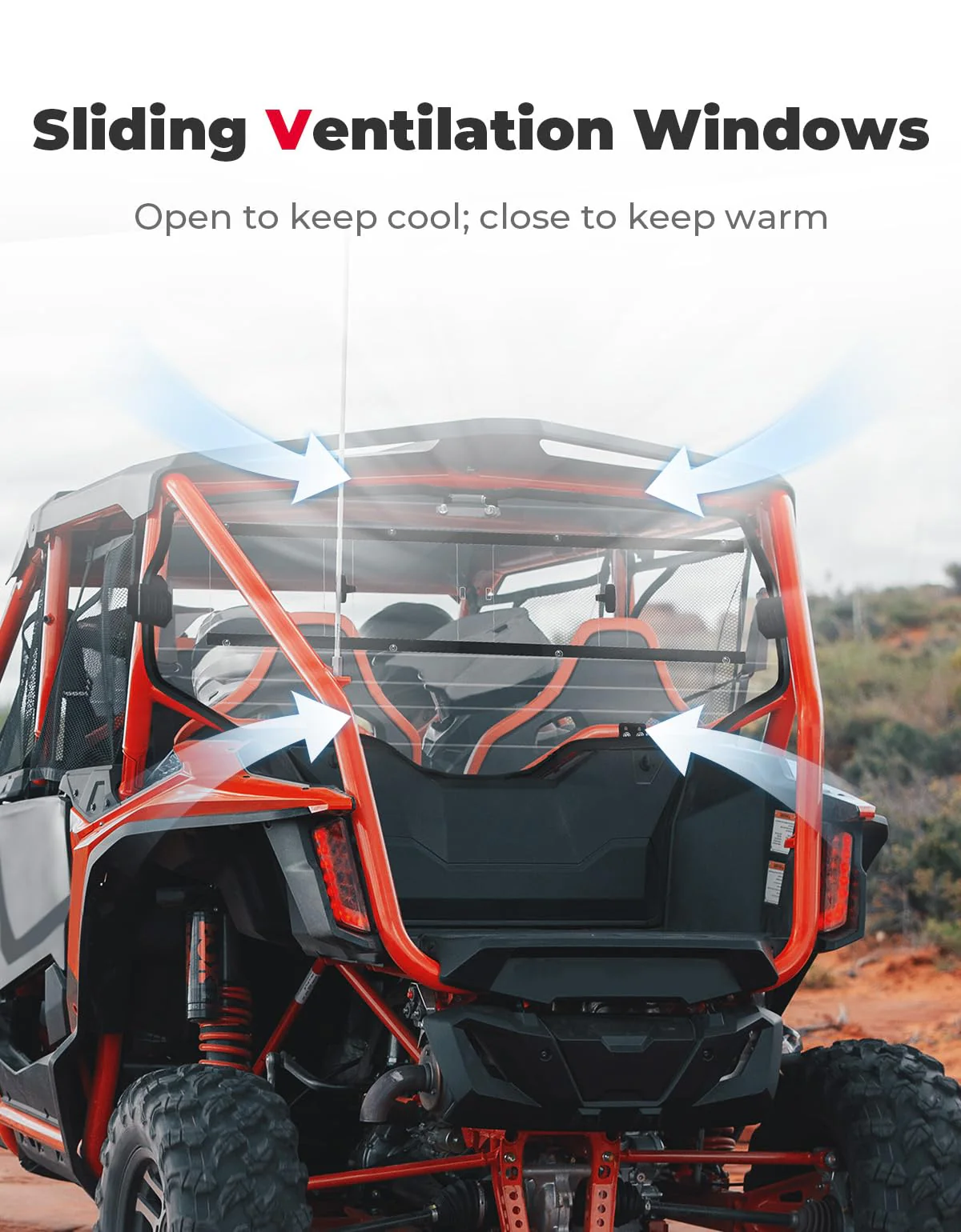 UTV Rear Windshield Sliding Vented Back Window for Talon 1000X-4 - Image 2