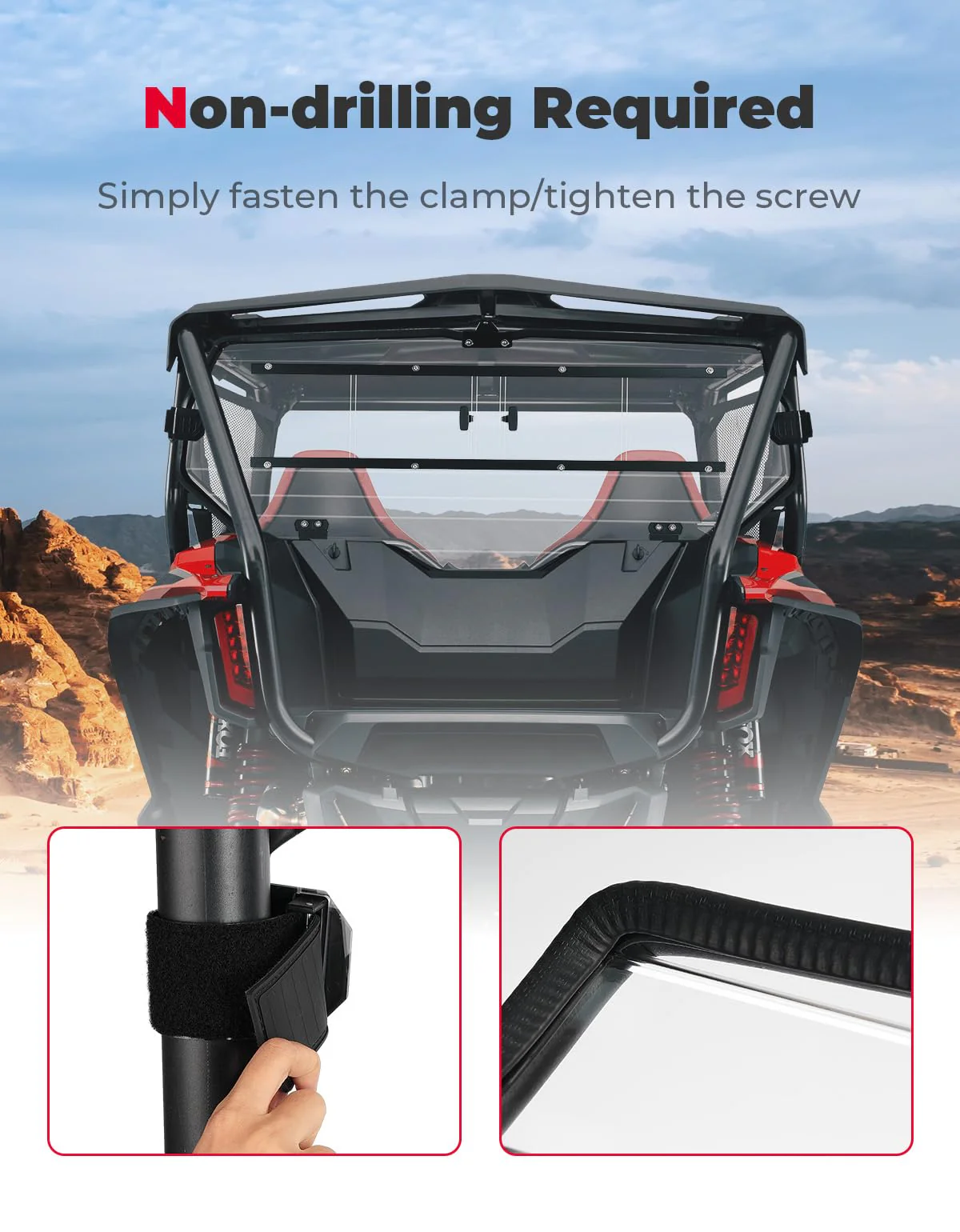 UTV Rear Windshield Sliding Vented Back Window for Talon 1000X-4 - Image 4