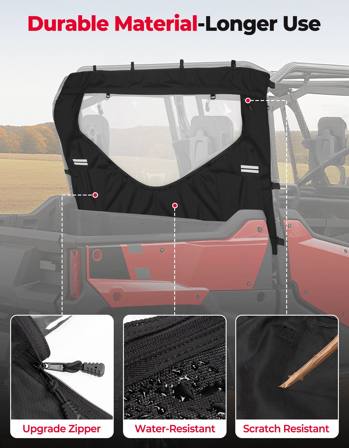 UTV Reflective Strips Design Back Window For Pioneer 1000 3P 6P (2016-2025) - Image 5