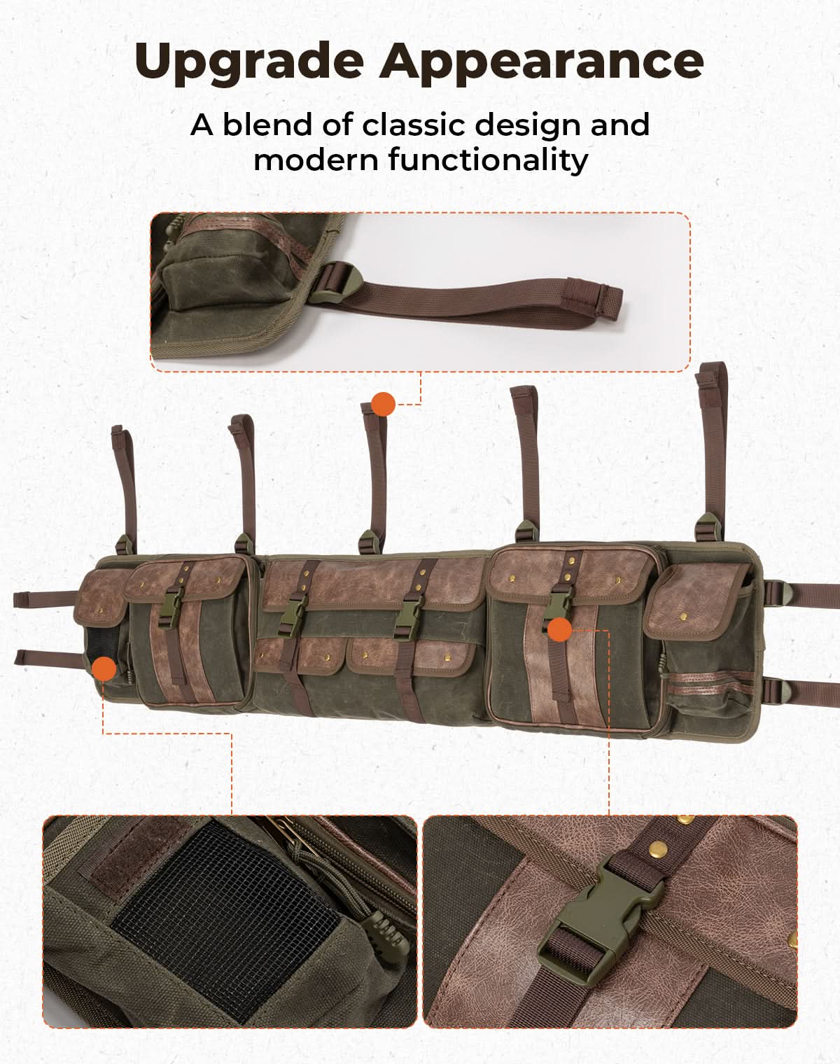 UTV Roll Cage Organizer Bag Leather for Ranger RZR Pioneer Talon Defender - Image 2
