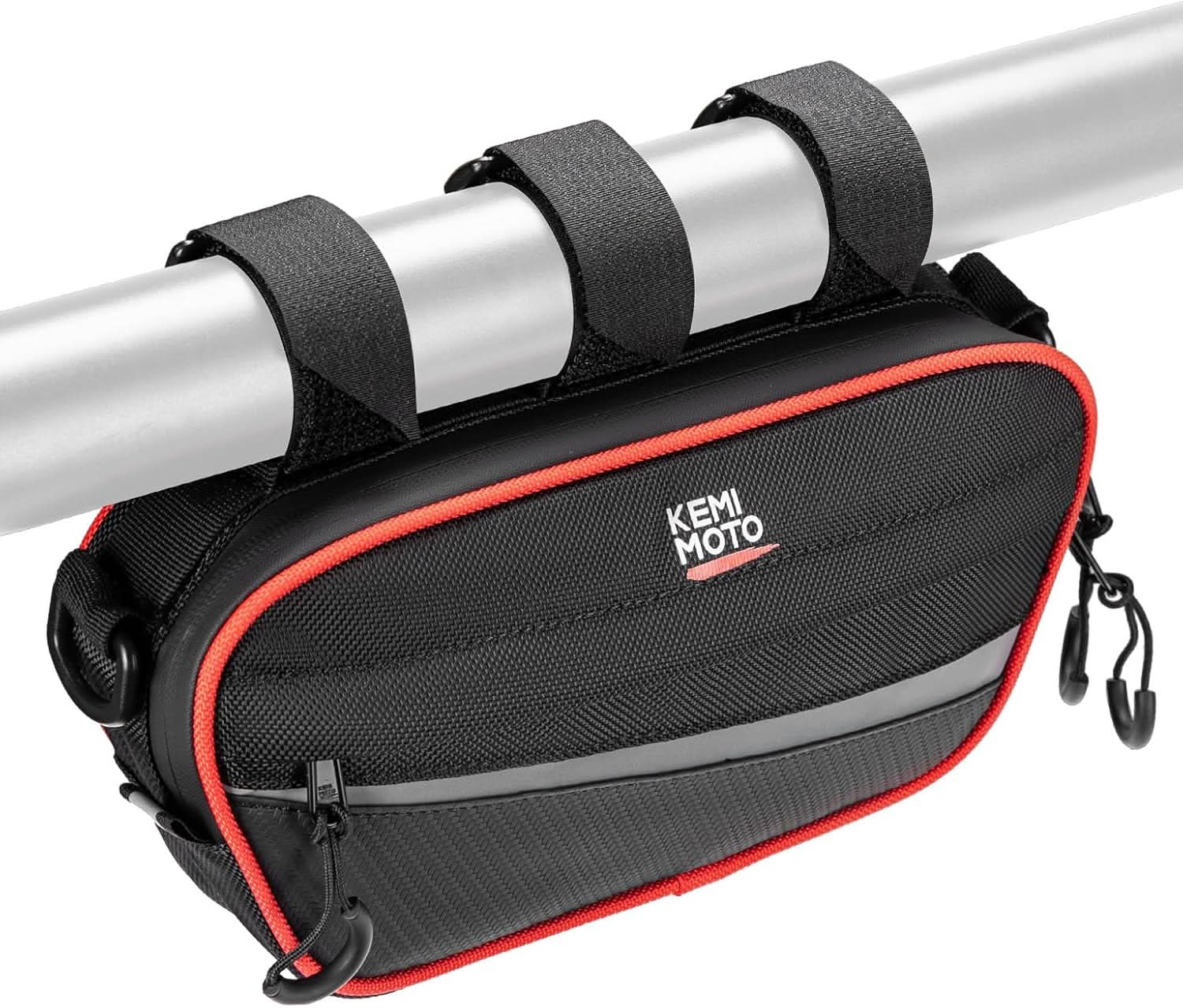 UTV Roll Cage Storage Bag for UTV, ATV, Golf Cart, Bike, 11" x 5", Black & Red