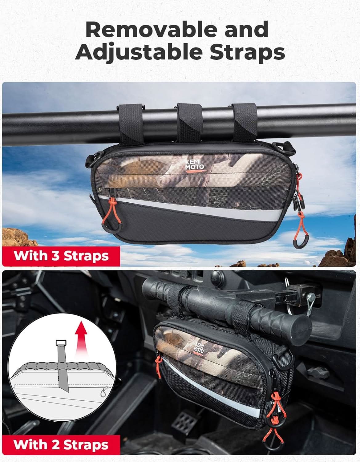 UTV Roll Cage Storage Bag for UTV, ATV, Golf Cart, Bike, 11" x 5", Camo - Image 3