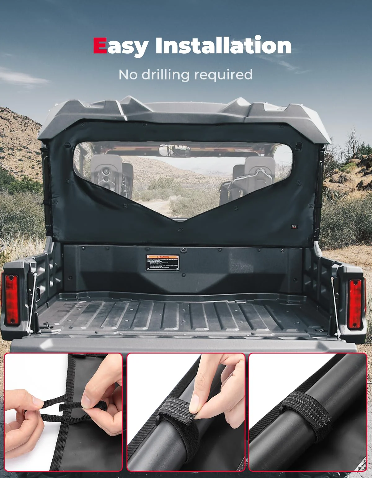 UTV Roll Up/ Down Soft Rear Window for Honda Pioneer 1000-6 - Image 5