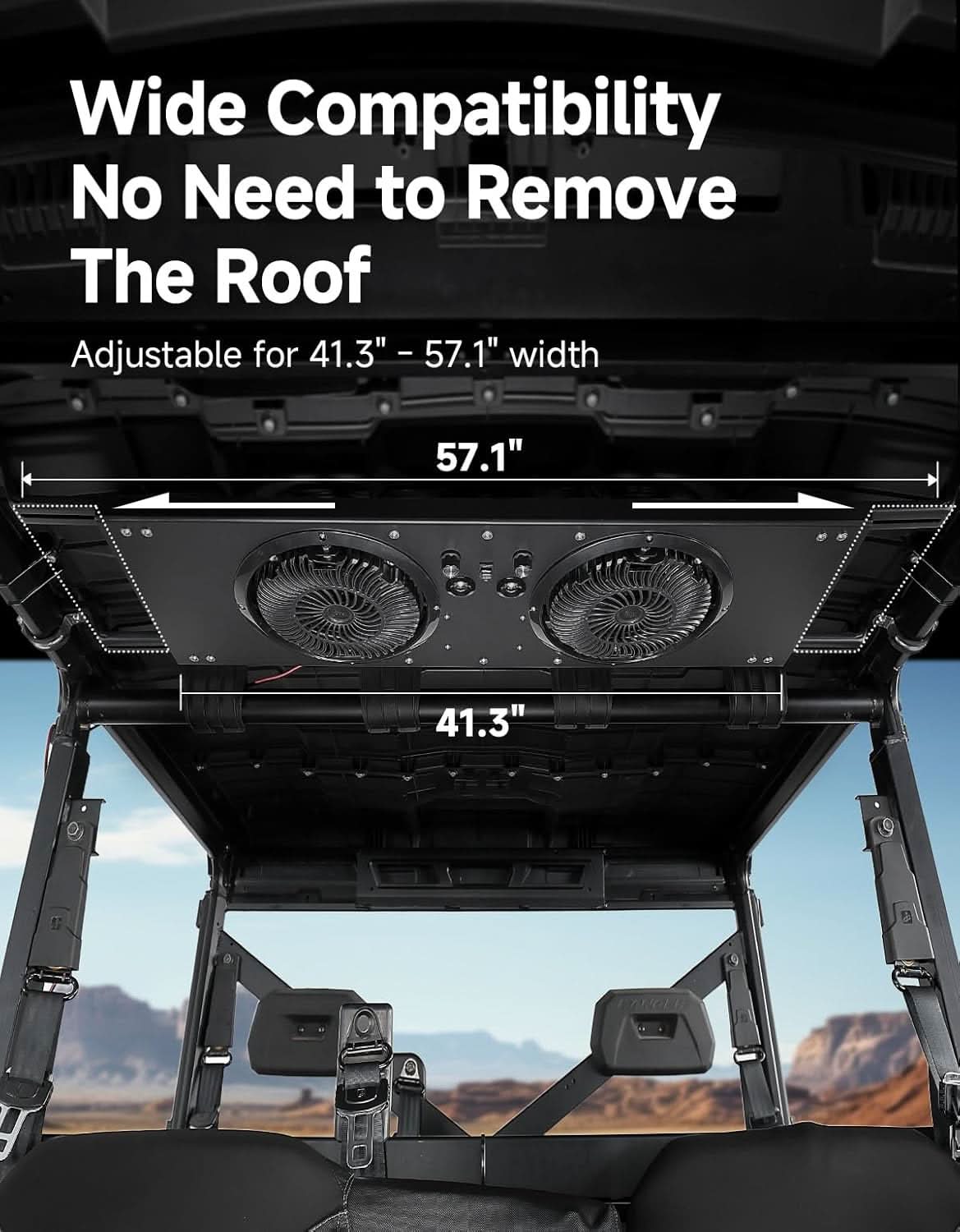 UTV Roof Fan with lights for Polaris Defender UForce 57-41 Inch Roof Width (New) - Image 7