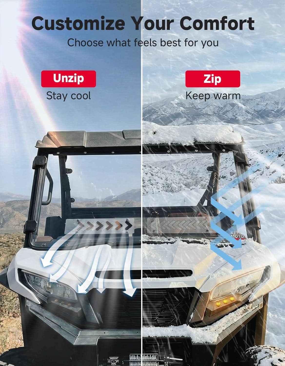 UTV Scratch-Resistant Polycarbonate Front Windshield For Kawasaki Ridge - Image 4