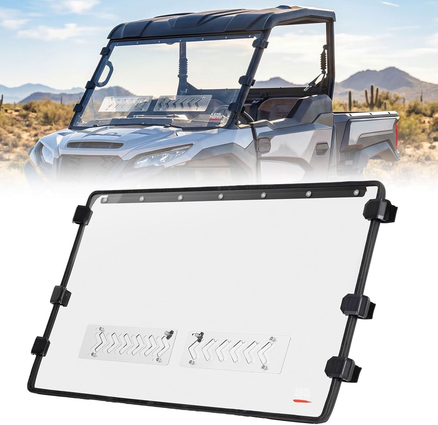 UTV Scratch-Resistant Polycarbonate Front Windshield For Kawasaki Ridge - Image 8