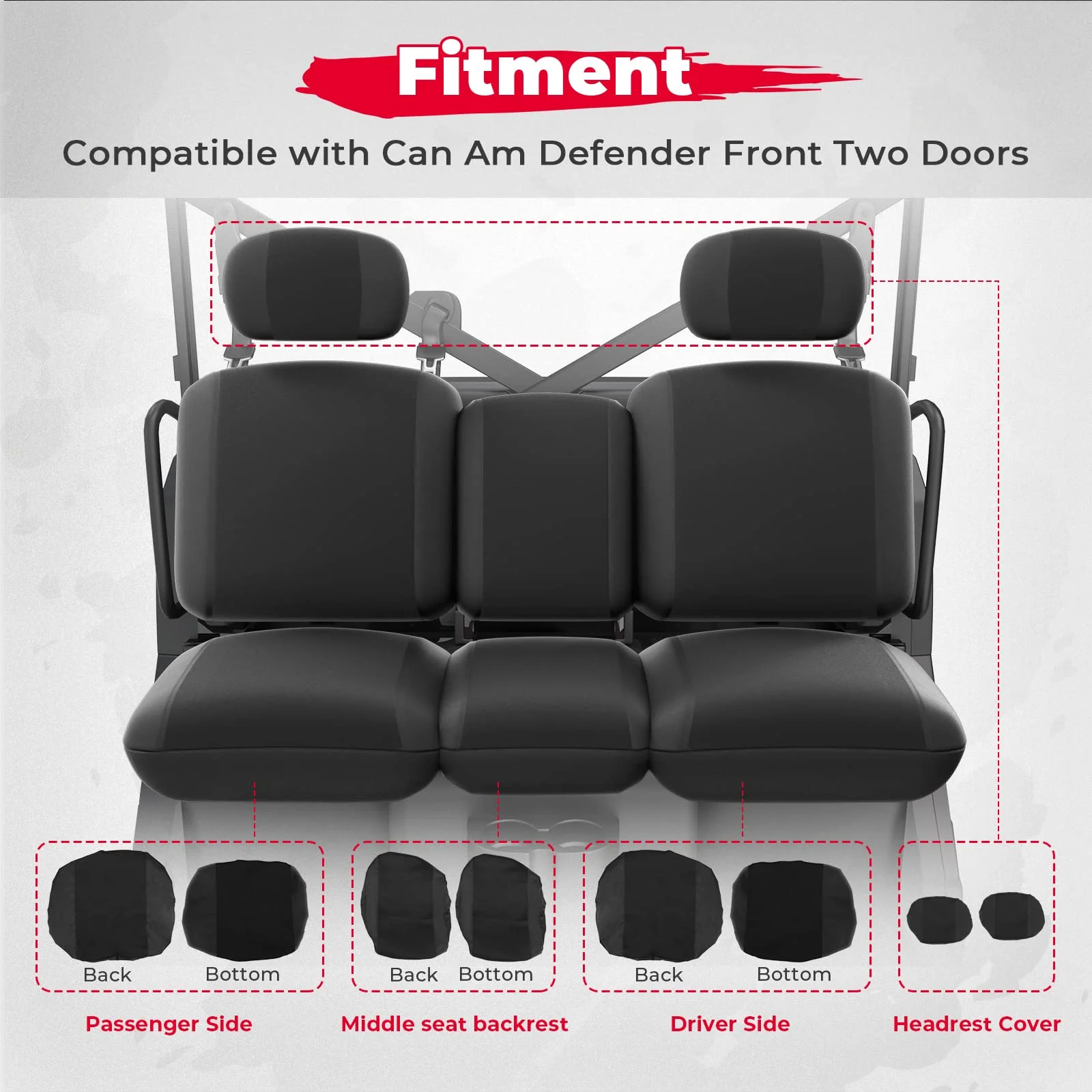 UTV Seat Cover for Can Am Defender HD5|7|8|9|10 - Image 9