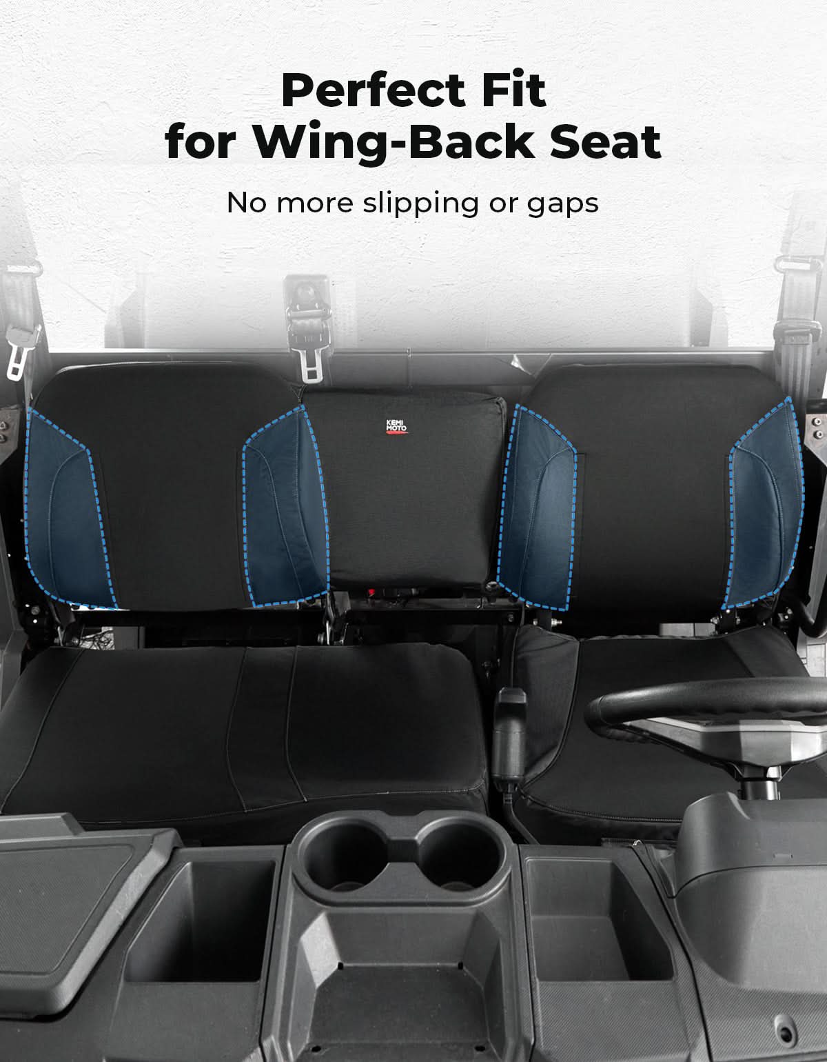 UTV Seat Cover Set with Wingback for Polaris Ranger XP 1000 2022-2025 - Image 3