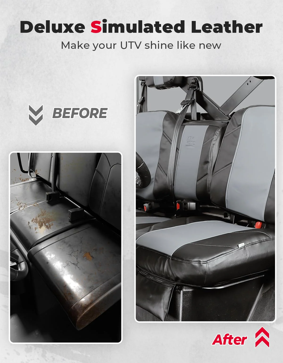UTV Leather Seat Covers with Pocket for Polaris Ranger XP 1000/Crew - Image 4