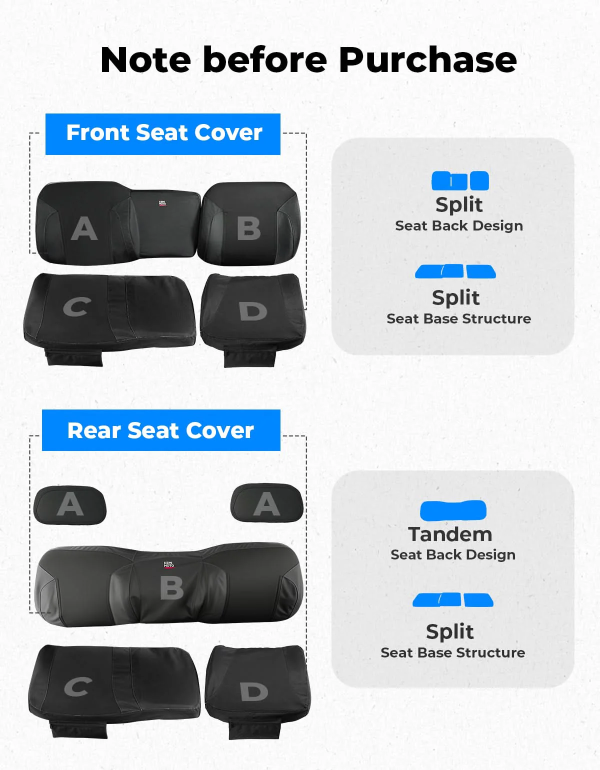 UTV Wingback Seat Cover Set for Polaris Ranger Crew XP 1000 - Image 8