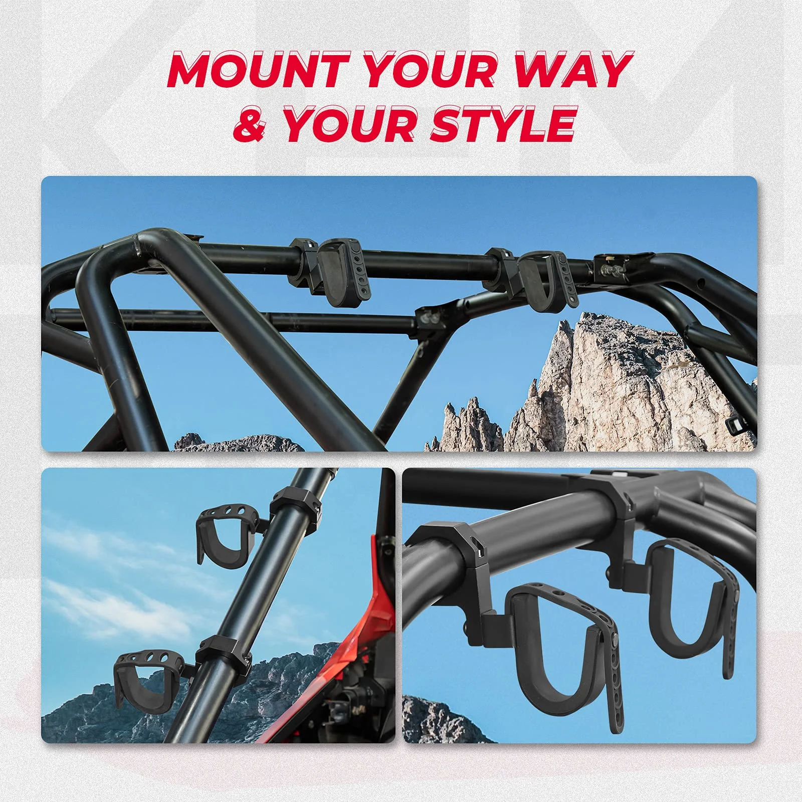 UTV Shotgun Holder Fit 1.75ā 2ā Roll Bars Ski Rack Bow Rack (2 pieces) - Image 6