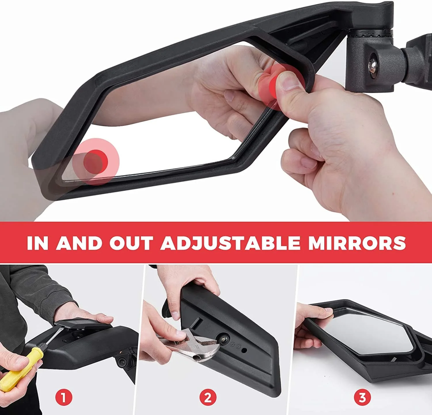 1 Pair Side View Mirrors 360° Adjustment for Can Am Maverick X3 - Image 6