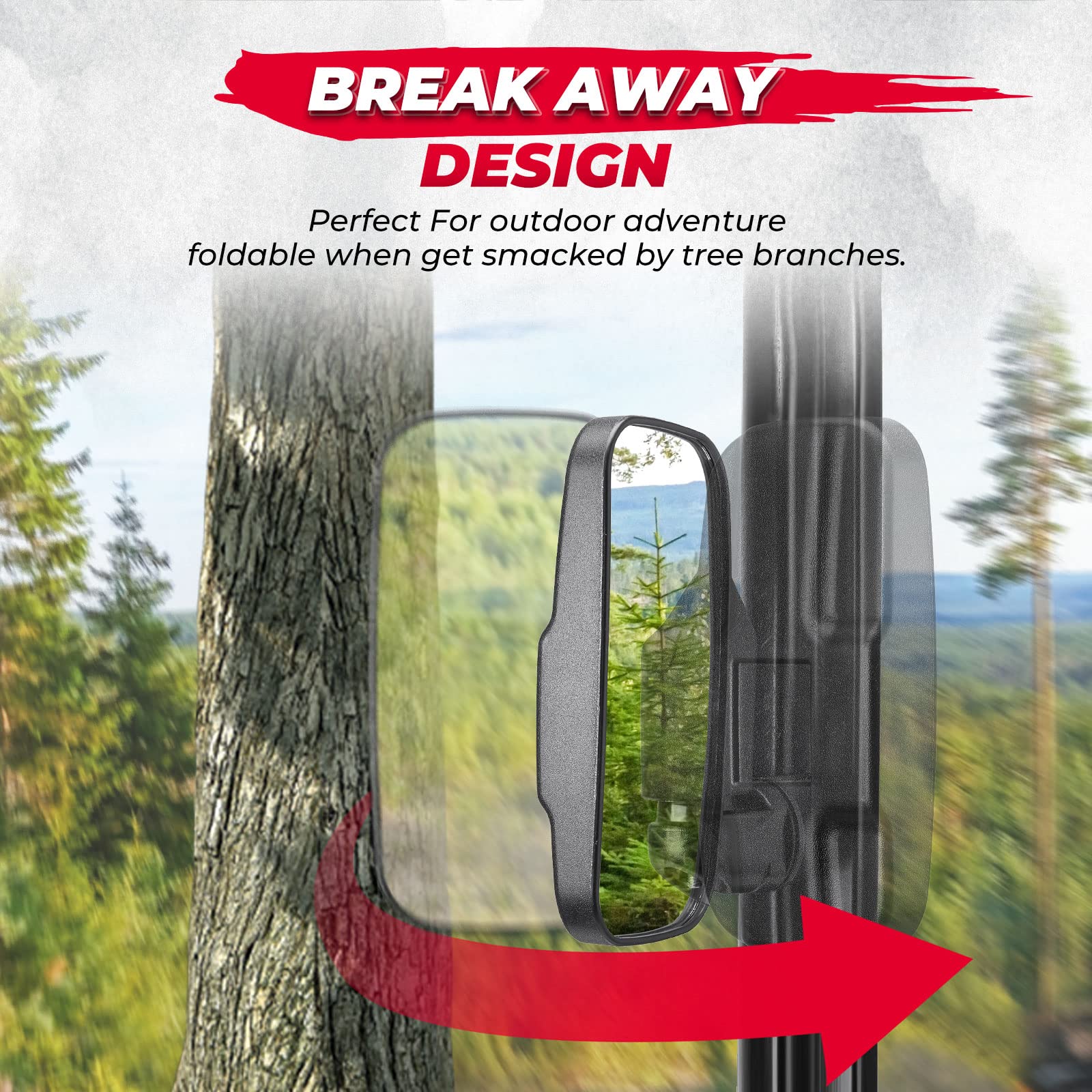 UTV Mirror Set for Ranger 500 570 900 1000 XP w/Pro-Fit tube cages - Image 3