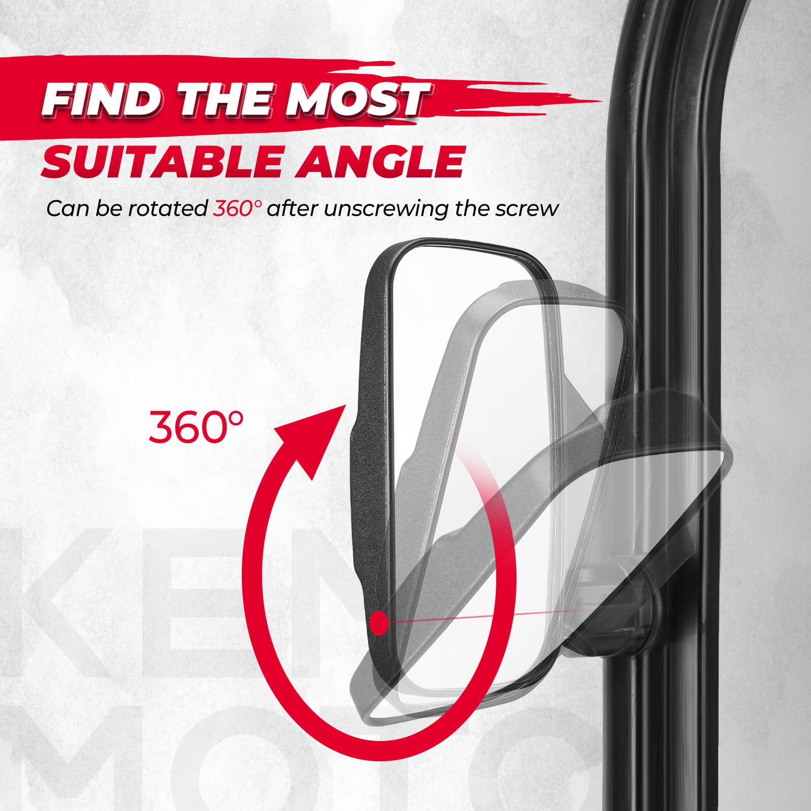 UTV Mirror Set for Ranger 500 570 900 1000 XP w/Pro-Fit tube cages - Image 4