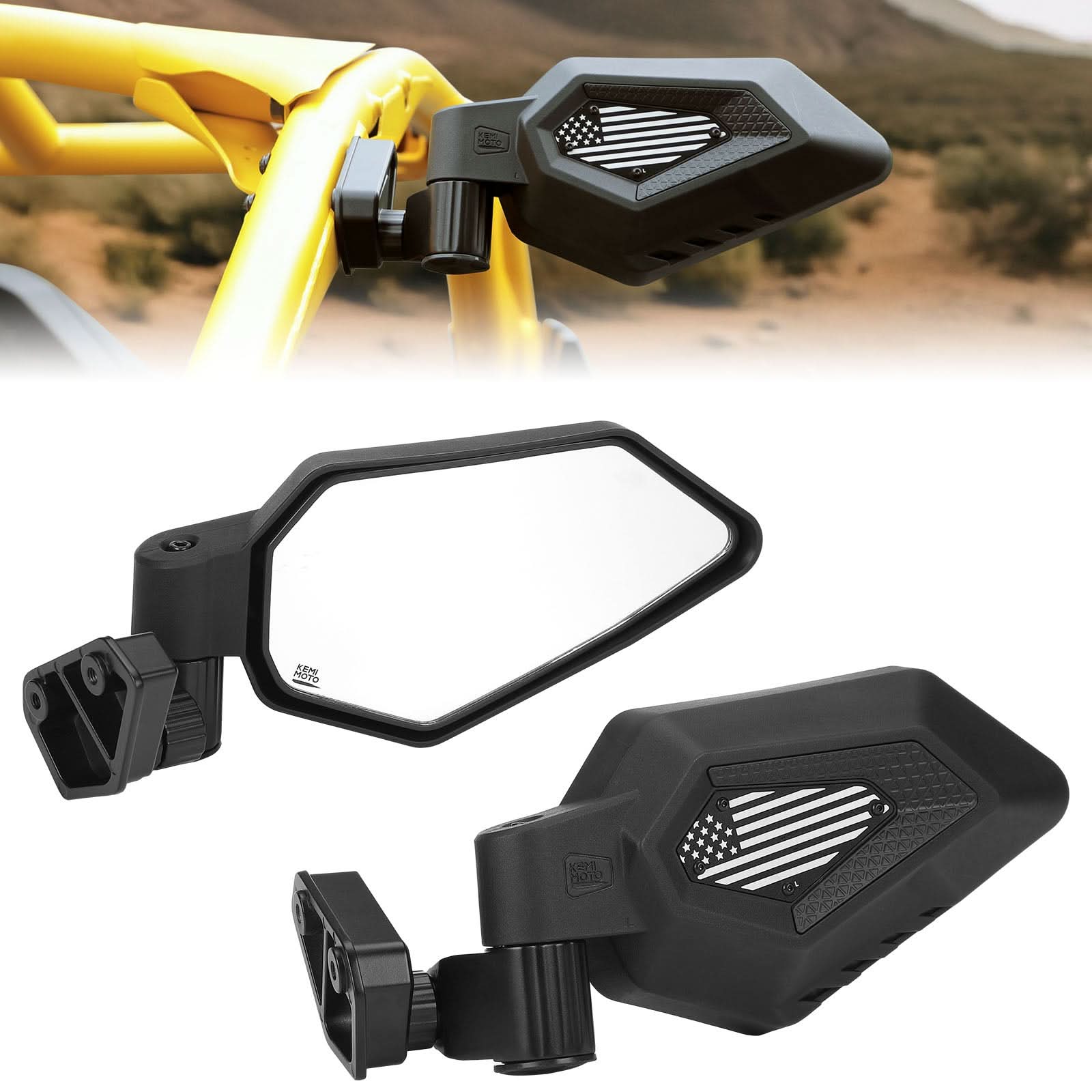 UTV Side Mirrors Automatic Folding and Resetting in The Event of Collision Compatible with Can Am Maverick R and R Max X/X RS/X RS with Smart-Shox 2024-2026, Shatterproof Glass - Image 3