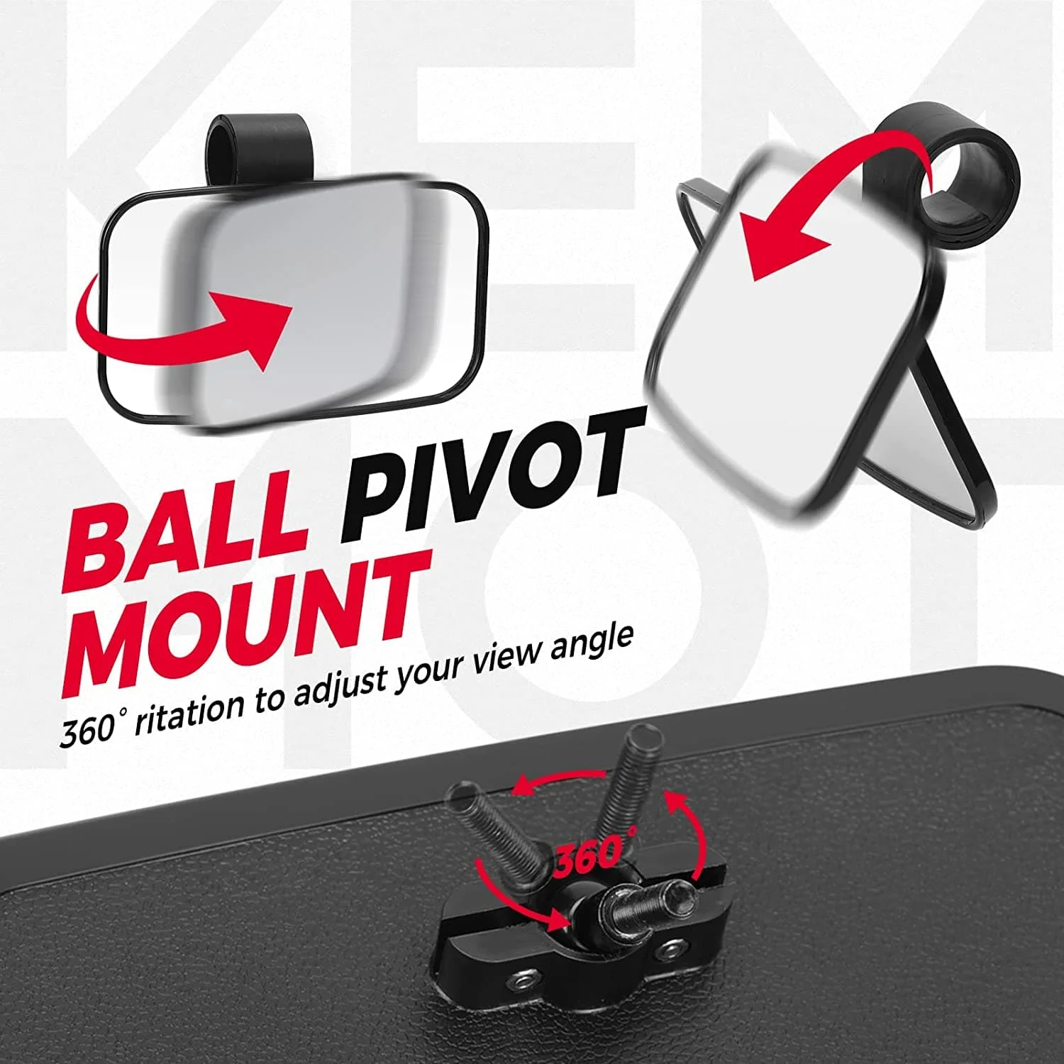 UTV Side Mirrors and Center Mirror with 1.6" to 2" Roll Bar Cage - Image 3