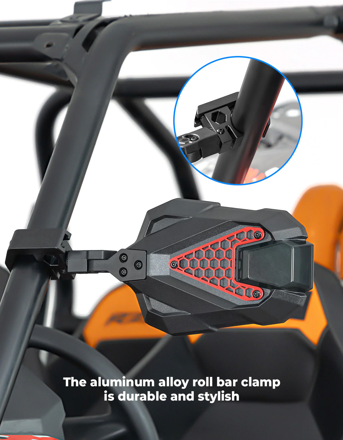 UTV Side Mirrors Fits 1.5-2 inch Roll Cage for Polaris RZR Can Am Mule Zforce Pioneer - Image 3