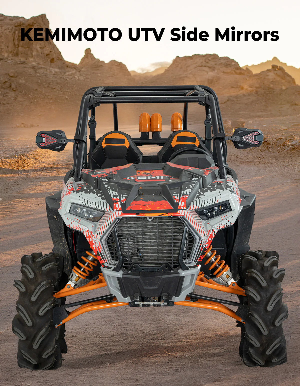 UTV Side Mirrors Fits 1.5-2 inch Roll Cage for Polaris RZR Can Am Mule Zforce Pioneer - Image 7